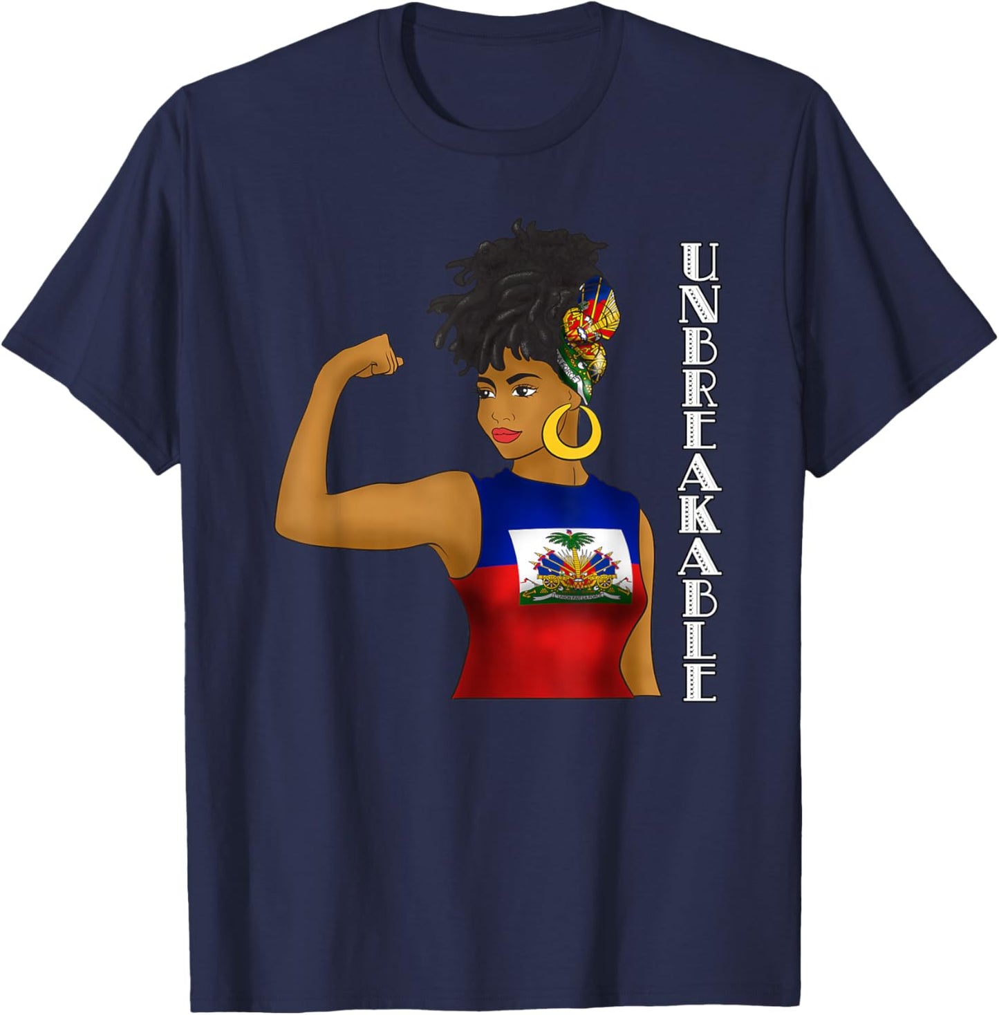 Haiti Haitian Flag Day Proud Ayiti Woman Unbreakable T-Shirt - T-Shirt | Navy