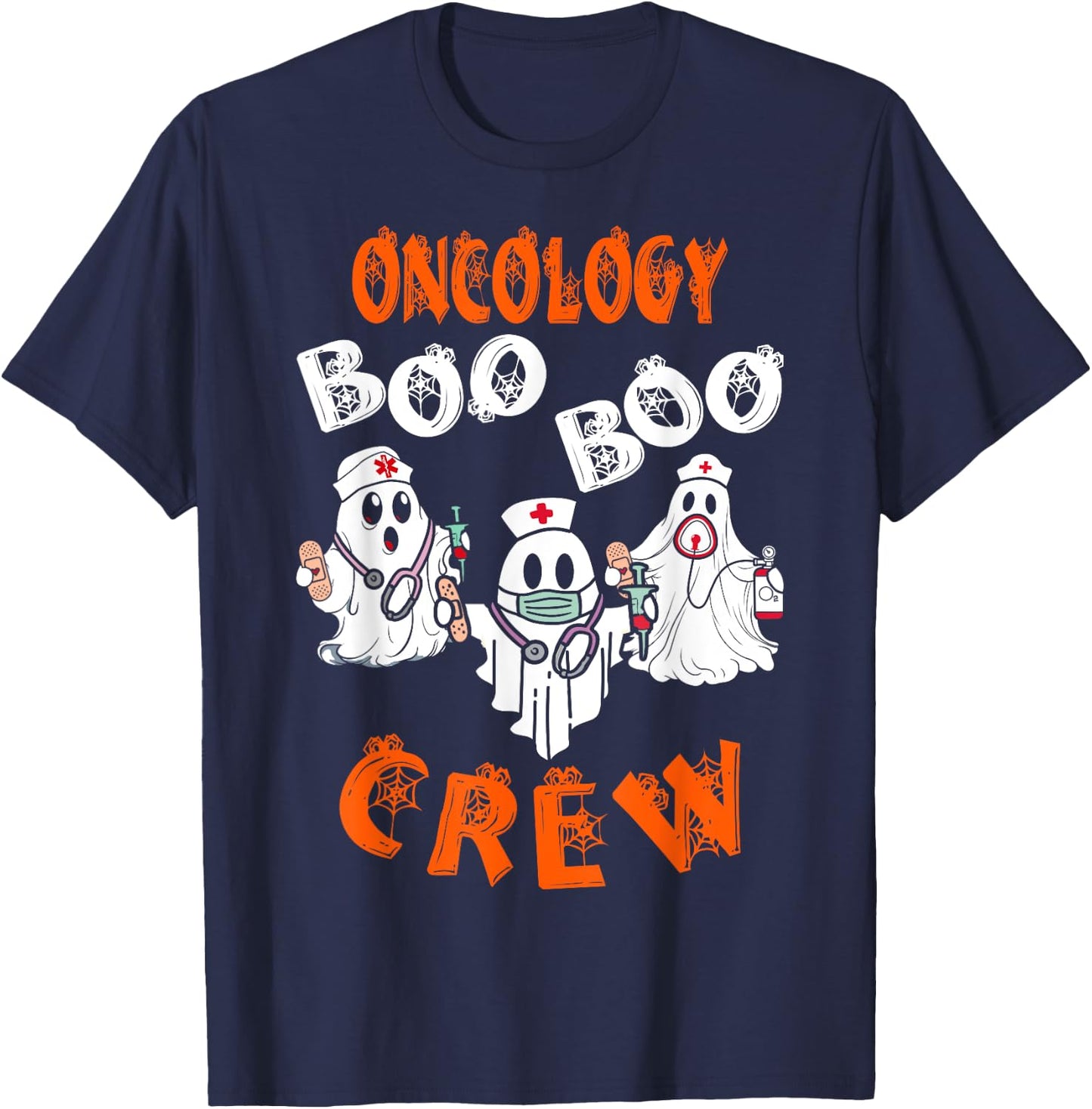 Boo Oncology Nurse Crew Ghost Halloween Costumes T-Shirt - T-Shirt | Navy