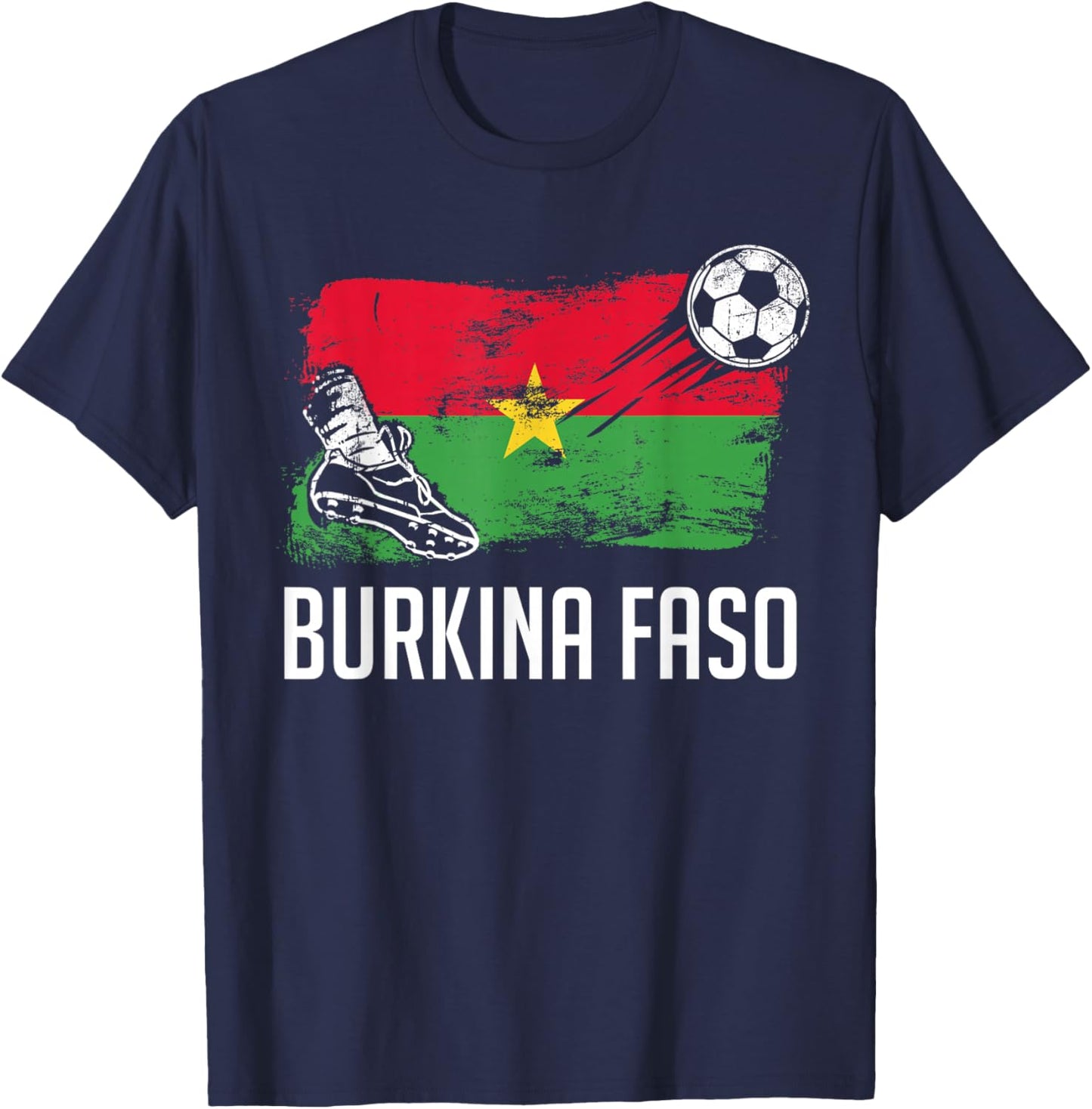 Burkina Faso Flag Jersey Burkinese Soccer Team Burkinese T-Shirt - T-Shirt | Navy