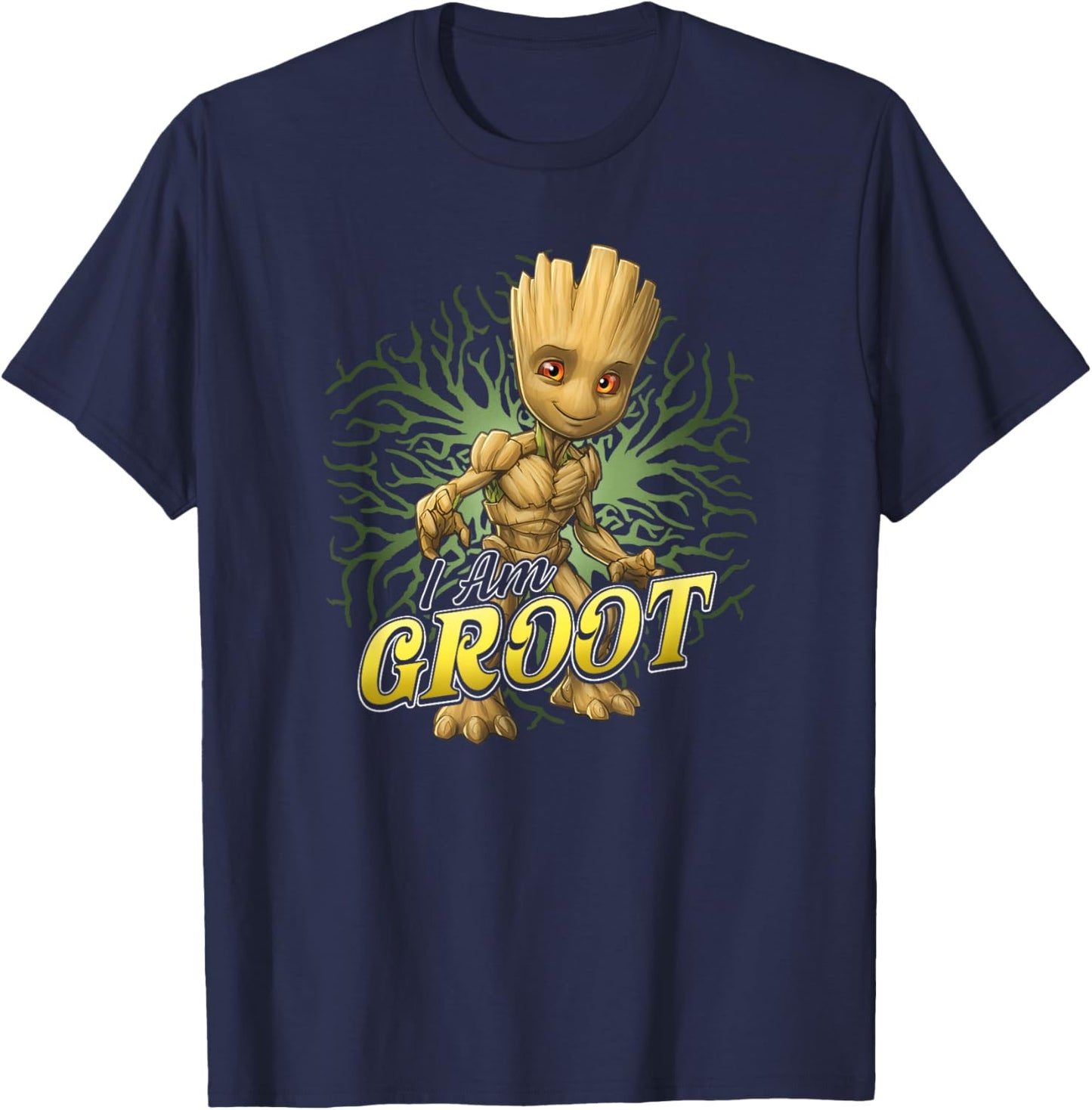 Marvel Guardians Of The Galaxy I Am Baby Groot Roots Poster T-Shirt - T-Shirt | Navy