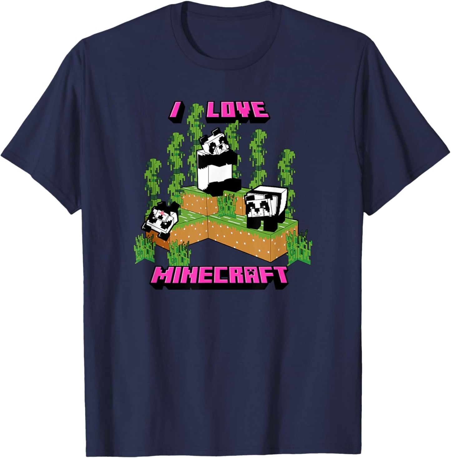 Minecraft Panda Love Poster T-Shirt - T-Shirt | Navy