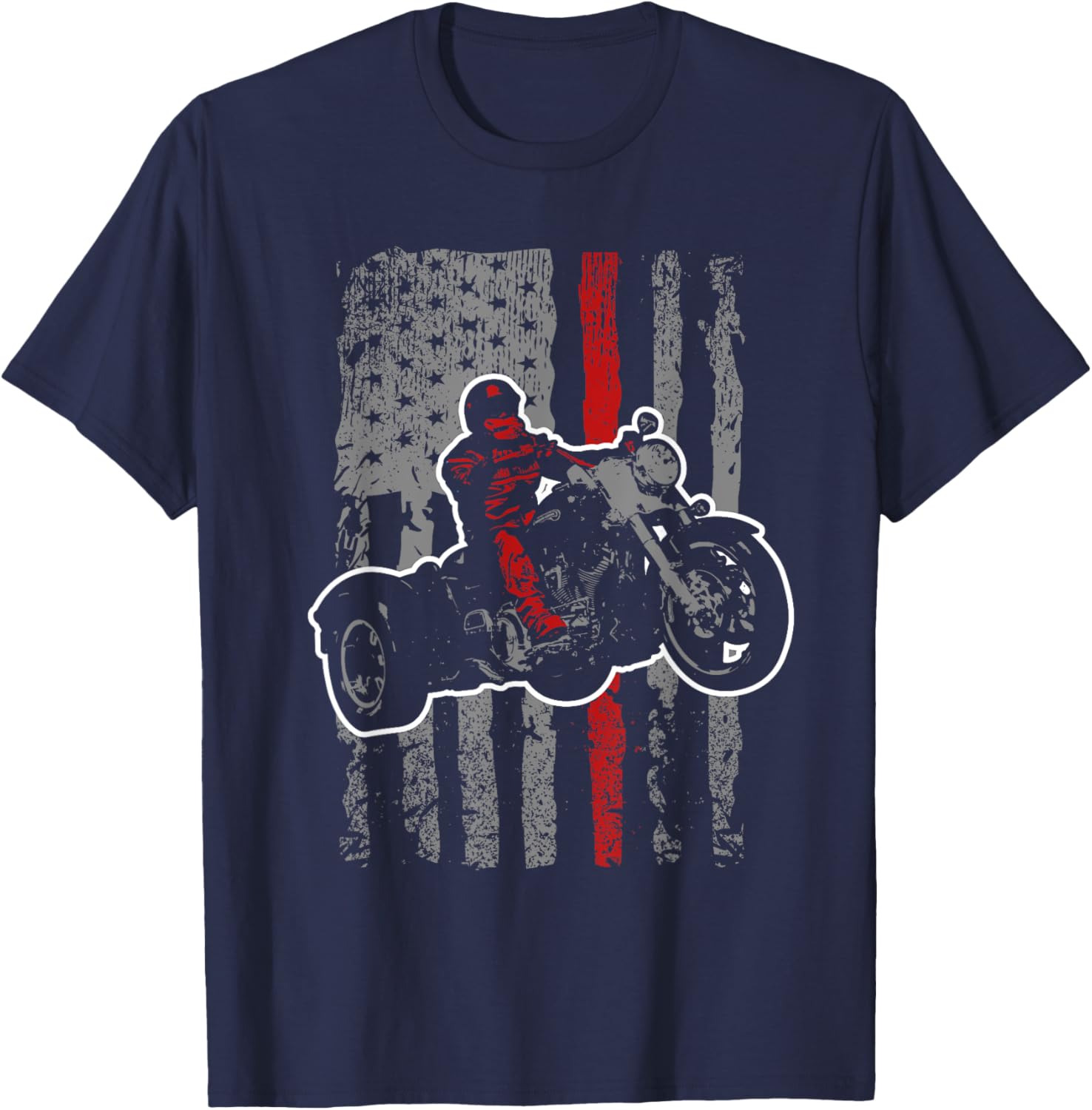USA Flag Trike Bike Men's Motorcycle Trike Rider Triker T-Shirt - T-Shirt | Navy