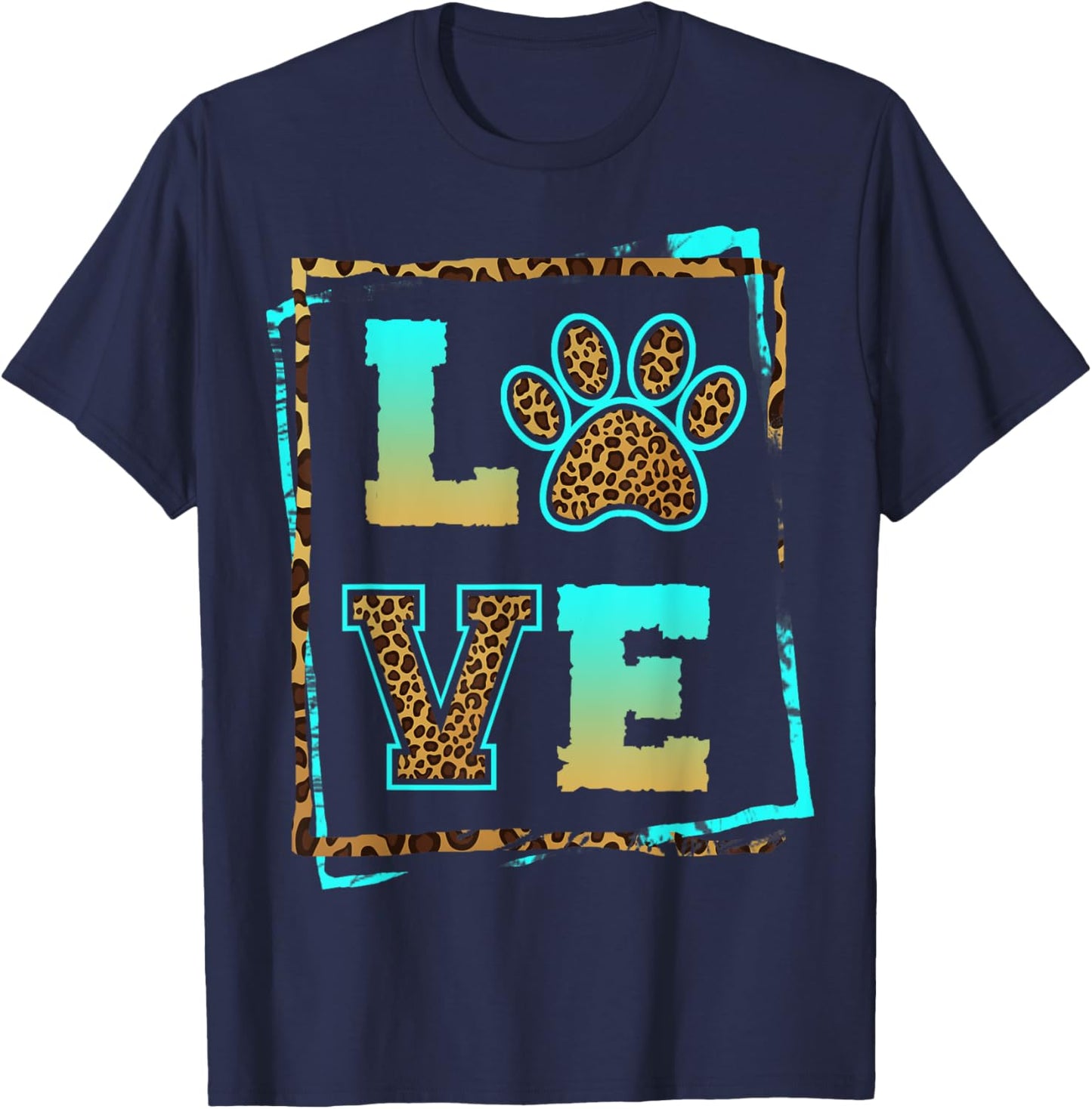 Love Paw Pet Owner Dog Mom Fur Mama Leopard Print Women Gift T-Shirt - T-Shirt | Navy