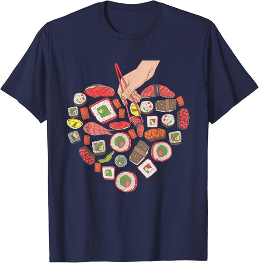Sushi Heart - Japan Japanese Cuisine Chef Food Lover T-Shirt - T-Shirt | Navy