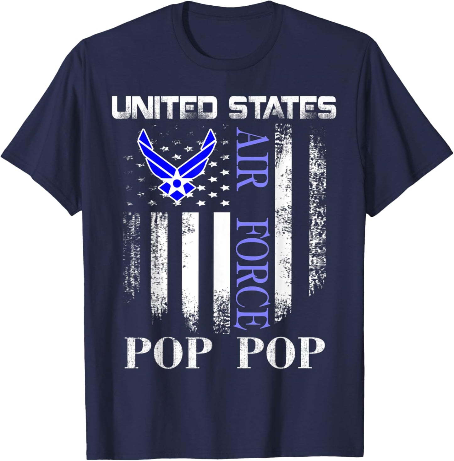 Vintage United States Air Force Pop Pop With American Flag T-Shirt - T-Shirt | Navy
