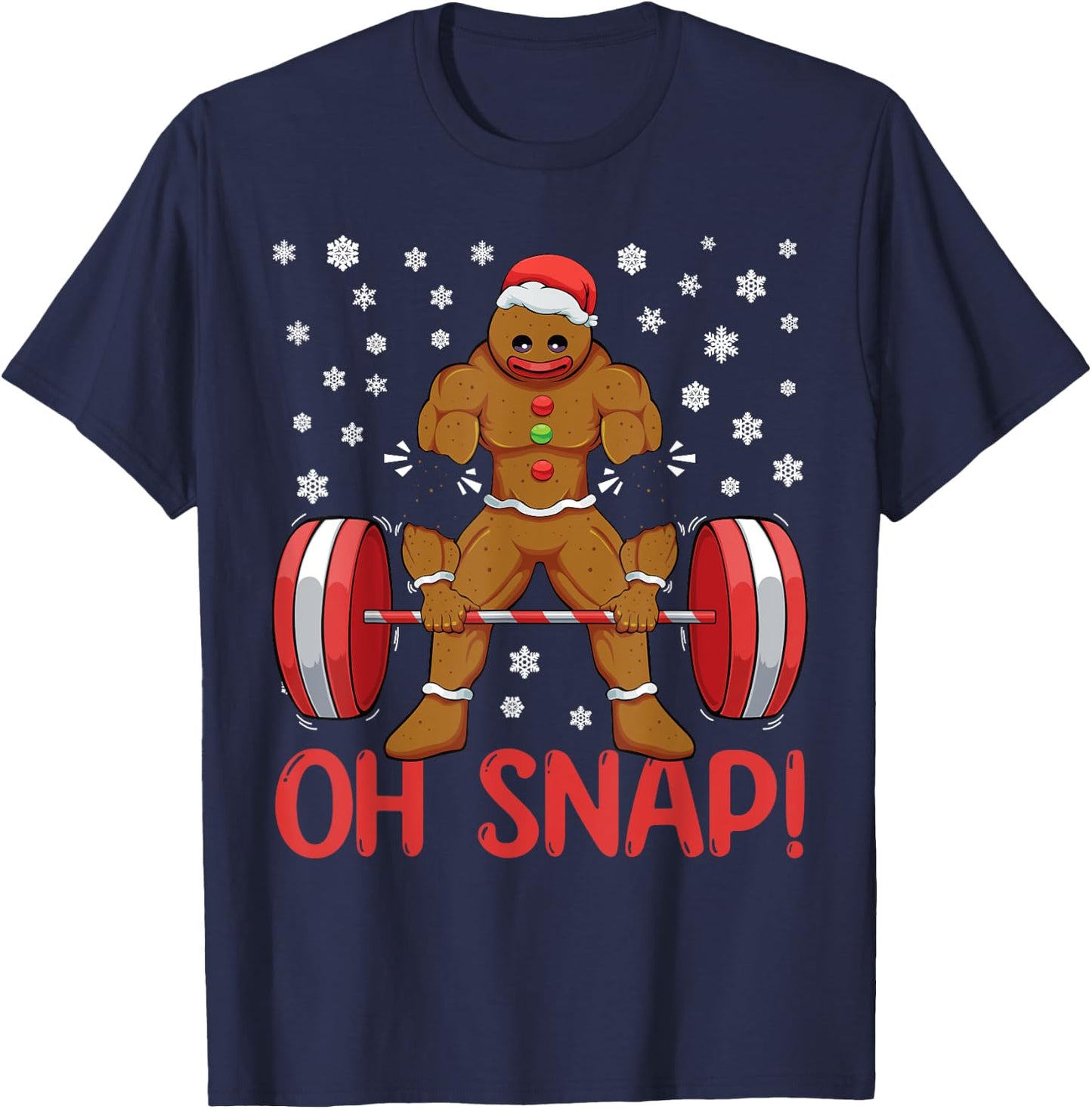 Christmas Deadlifts Workout Oh Snap Gingerbread Man Gym T-Shirt - T-Shirt | Navy