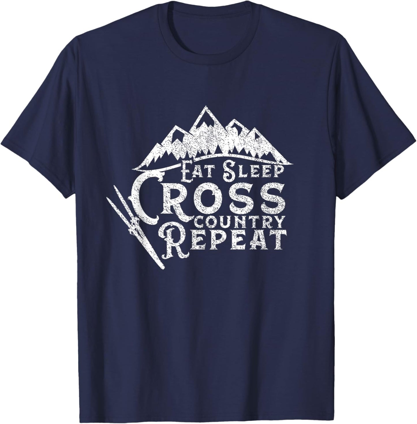 Eat Sleep Cross Country Repeat XC Skiing Cross-Country Ski T-Shirt - T-Shirt | Navy