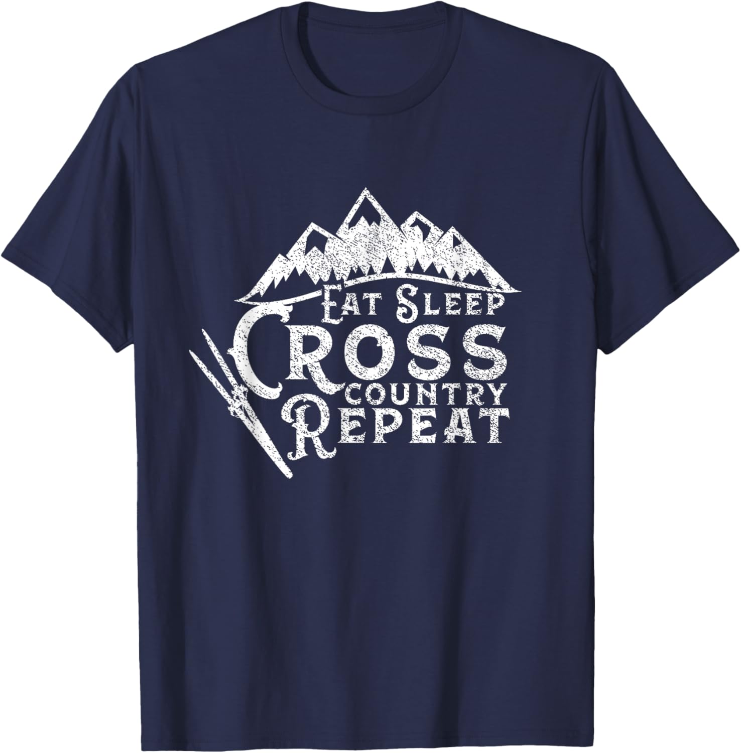 Eat Sleep Cross Country Repeat XC Skiing Cross-Country Ski T-Shirt - T-Shirt | Navy