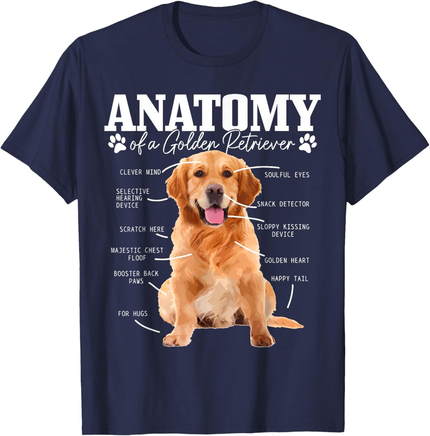 Anatomy Of A Golden Retriever Funny Cute Dog Mom Dad T-Shirt - T-Shirt | Navy