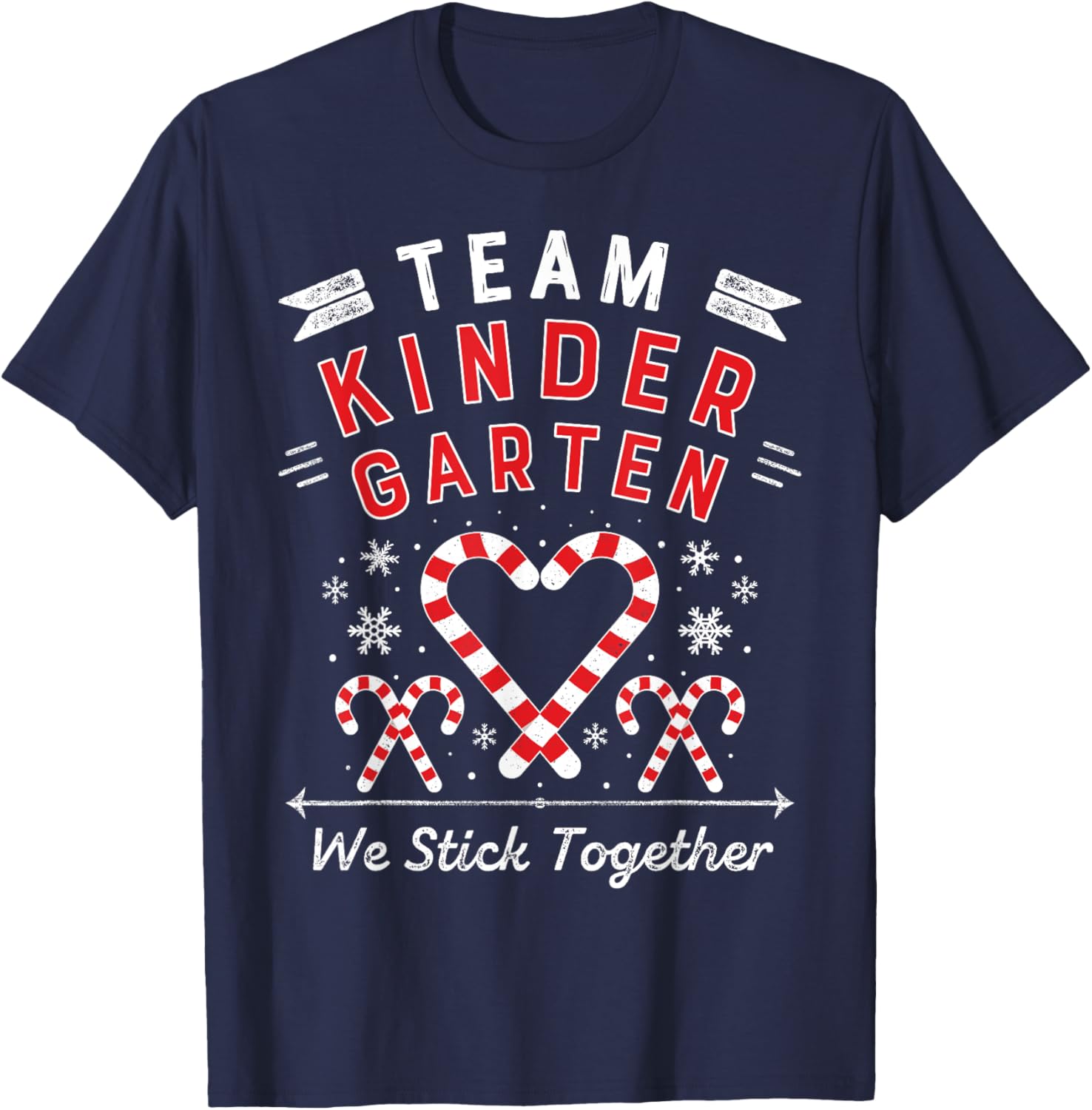 Team Kinder garten Christmas Candy Cane Kindergarten Teacher Women Kids T-Shirt - T-Shirt | Navy