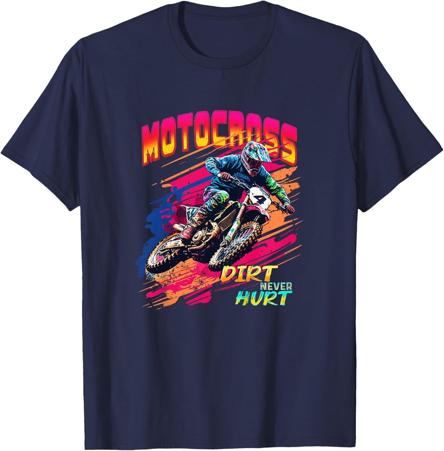 Motocross Supercross Race Dirt Bike Racing Dirt Never Hurt T-Shirt - T-Shirt | Navy