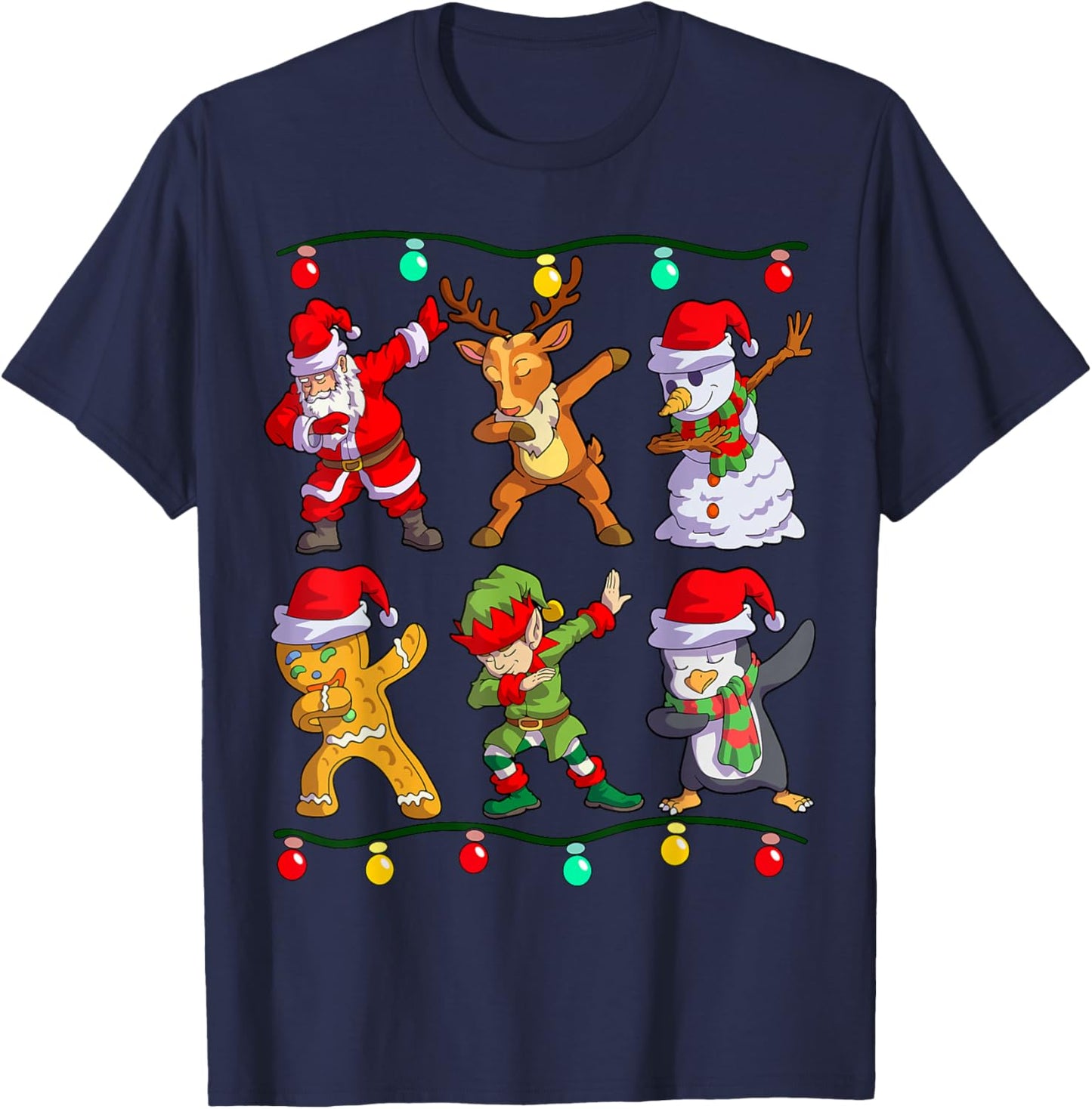Christmas Kids Boys Men Dabbing Santa Elf Deer Friends Xmas T-Shirt - T-Shirt | Navy