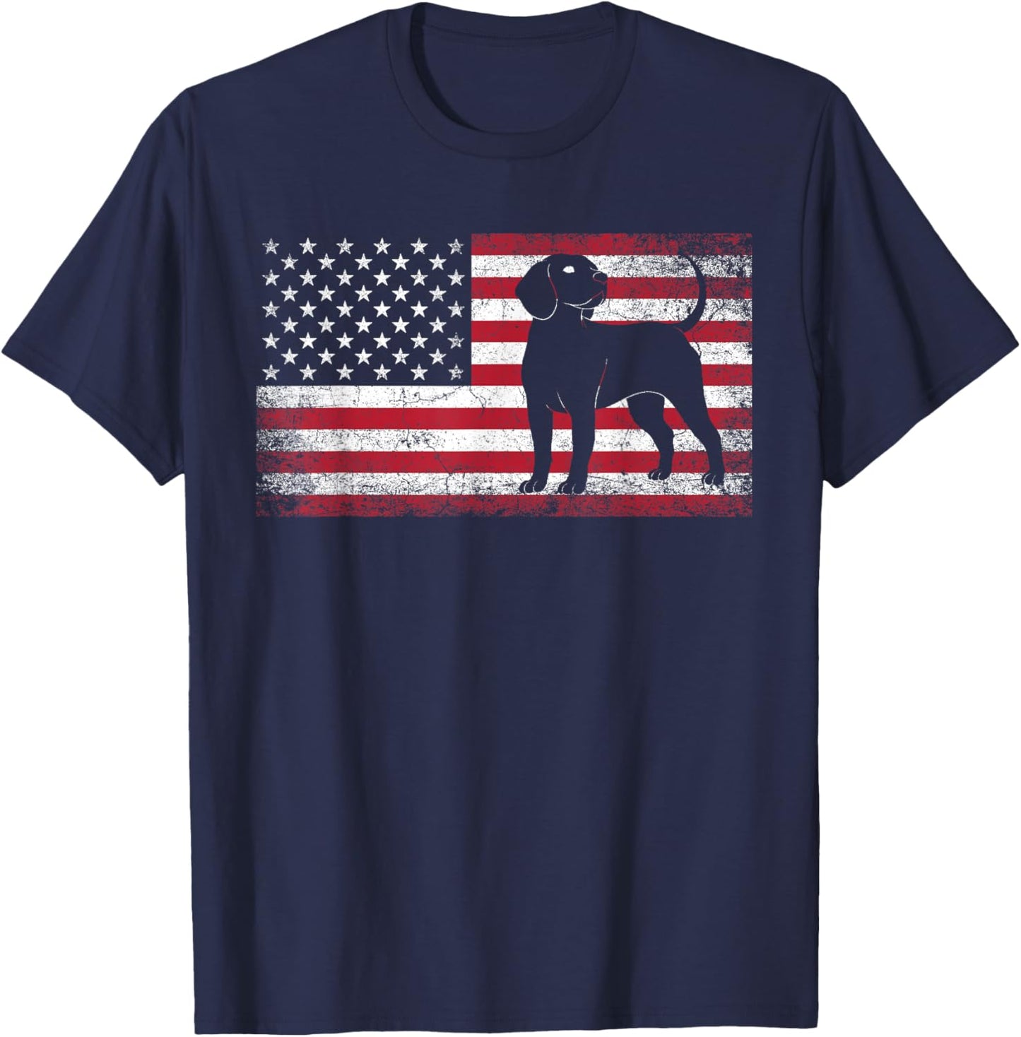 Beagle Dog 4th of July American Flag USA America Patriotic T-Shirt - T-Shirt | Navy