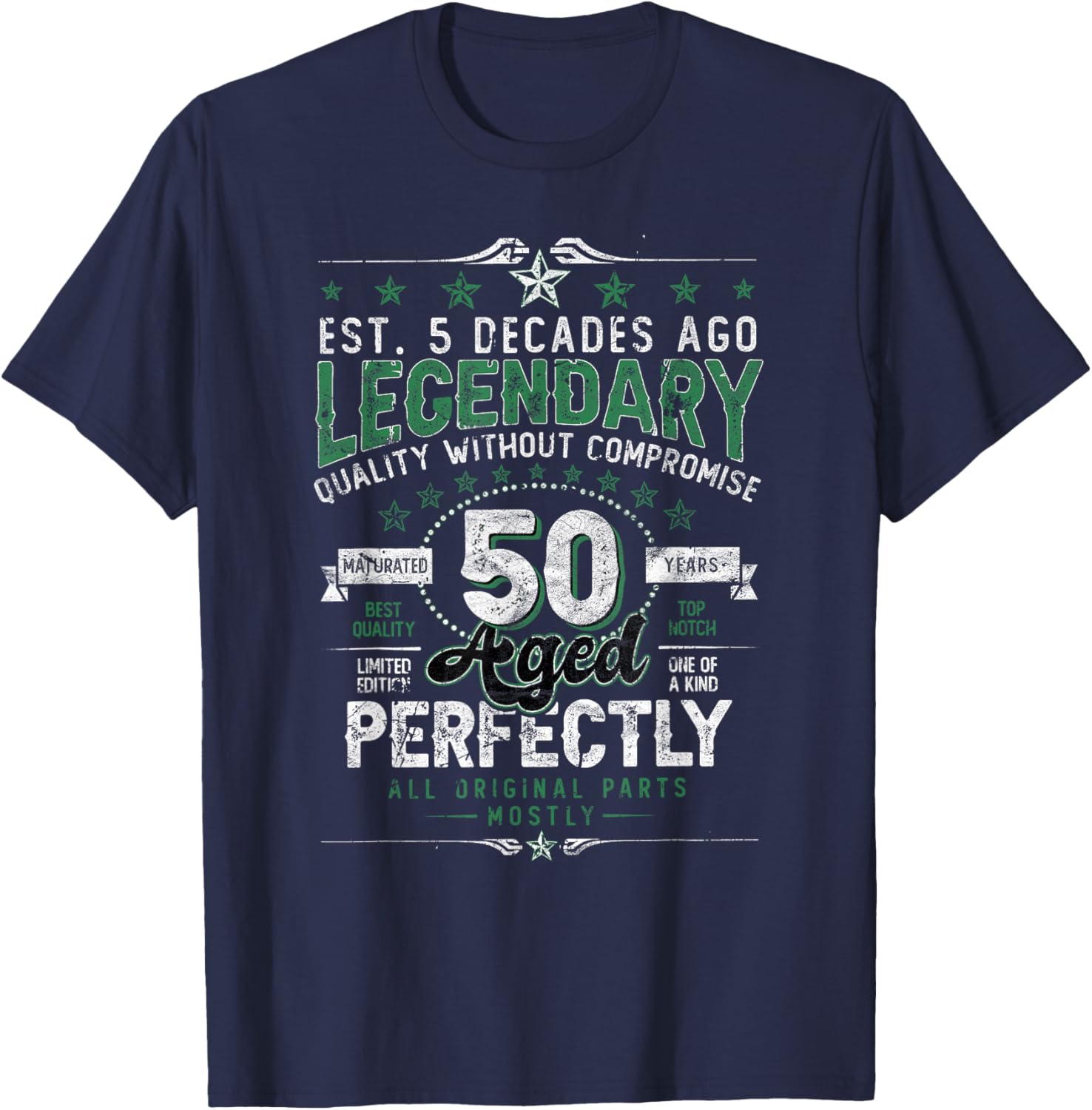 Vintage Legendary 50 Years Old Aged Perfectly 50th Birthday T-Shirt - T-Shirt | Navy