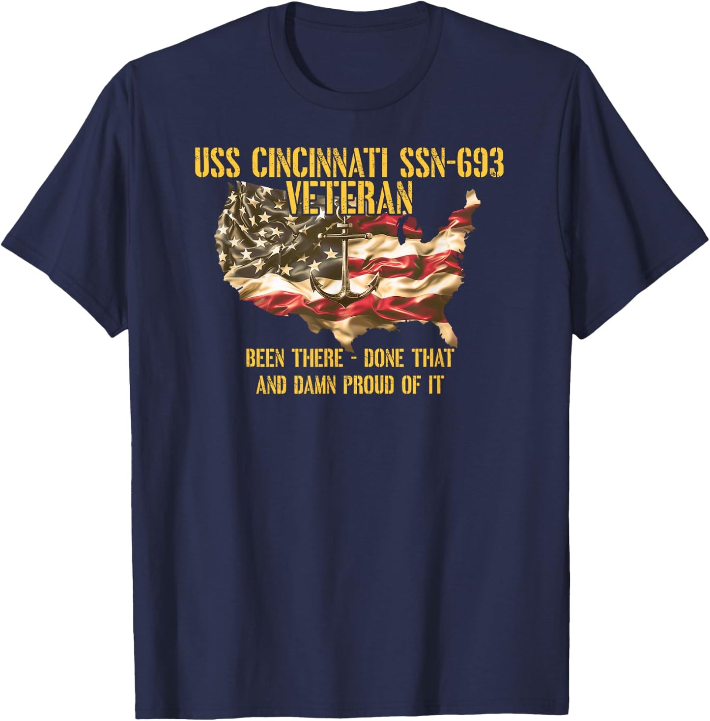 Vintage USS Cincinnati SSN-693 Attack Submarine Veteran T-Shirt - T-Shirt | Navy
