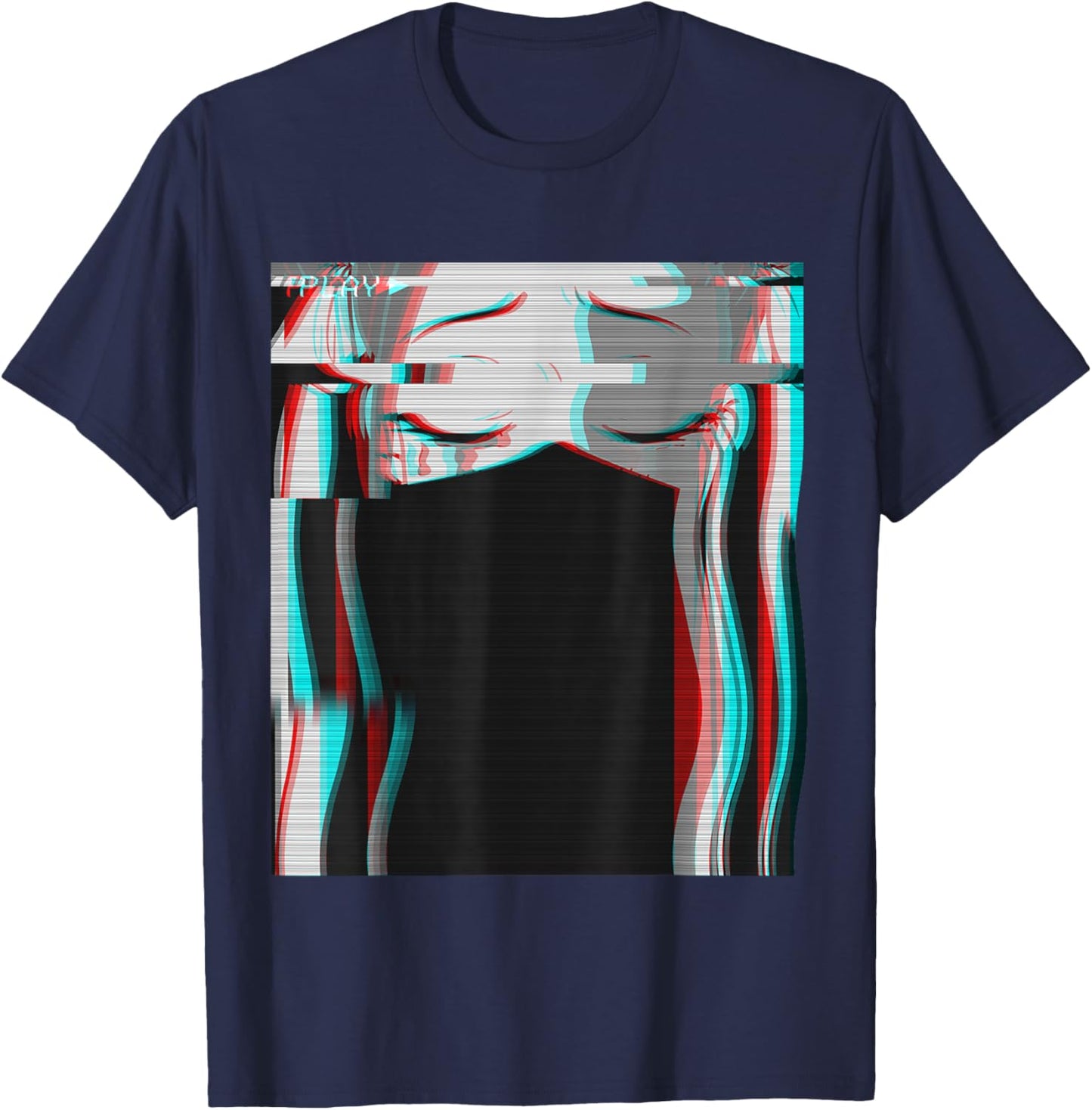 Vaporwave Aesthetic Sad Anime Girl Retro Eboy Egirl Harajuku T-Shirt - T-Shirt | Navy