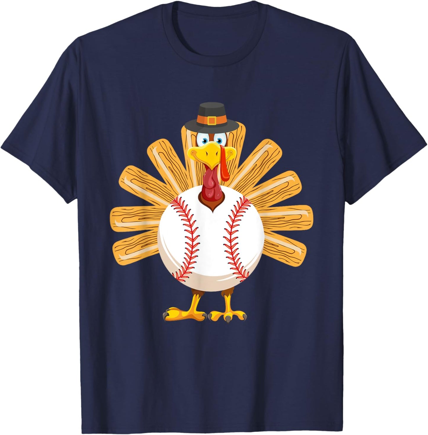 Baseball Turkey Thanksgiving Shirt for Boys Toddlers Kid Mom T-Shirt - T-Shirt | Navy