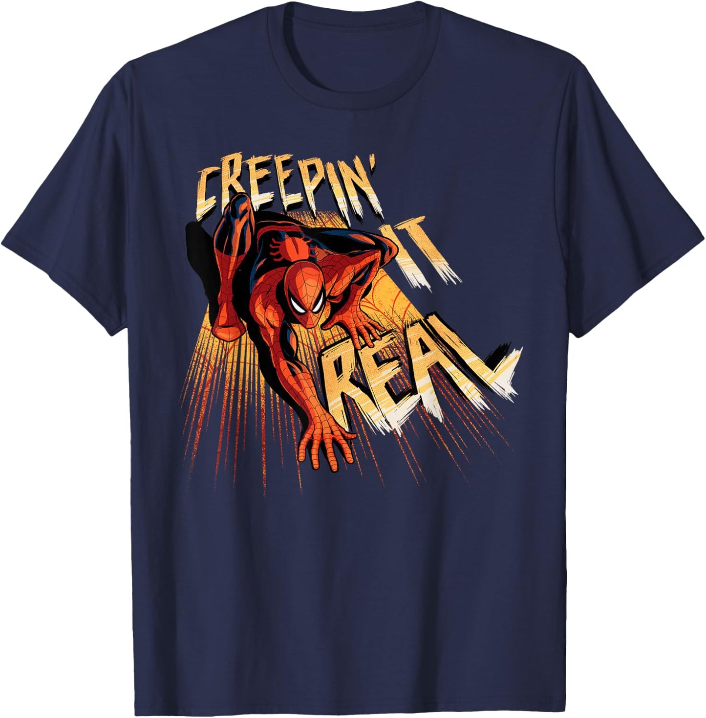 Marvel Super Heroes Spider-Man Creepin’ it Real Halloween T-Shirt - T-Shirt | Navy