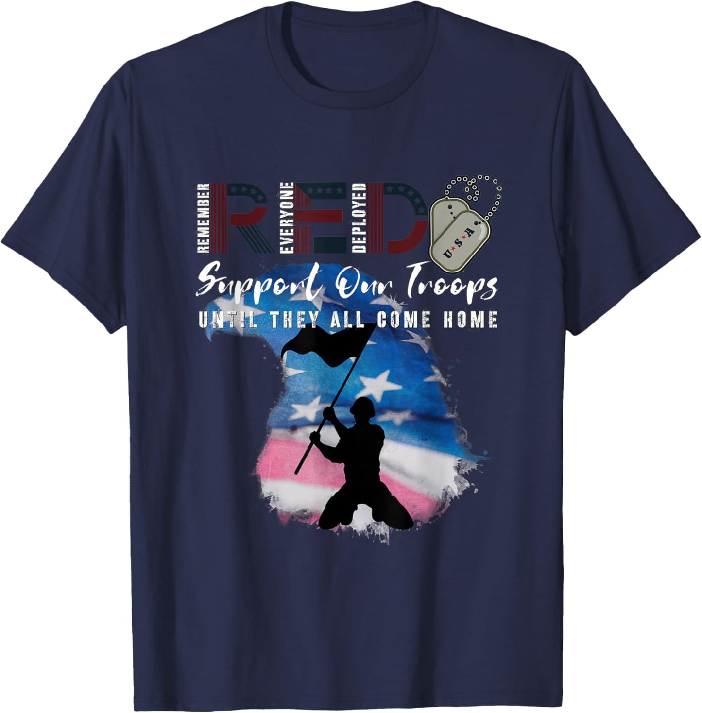 Red Friday Military We Wear Red Support Our troops US Flag T-Shirt - T-Shirt | Navy