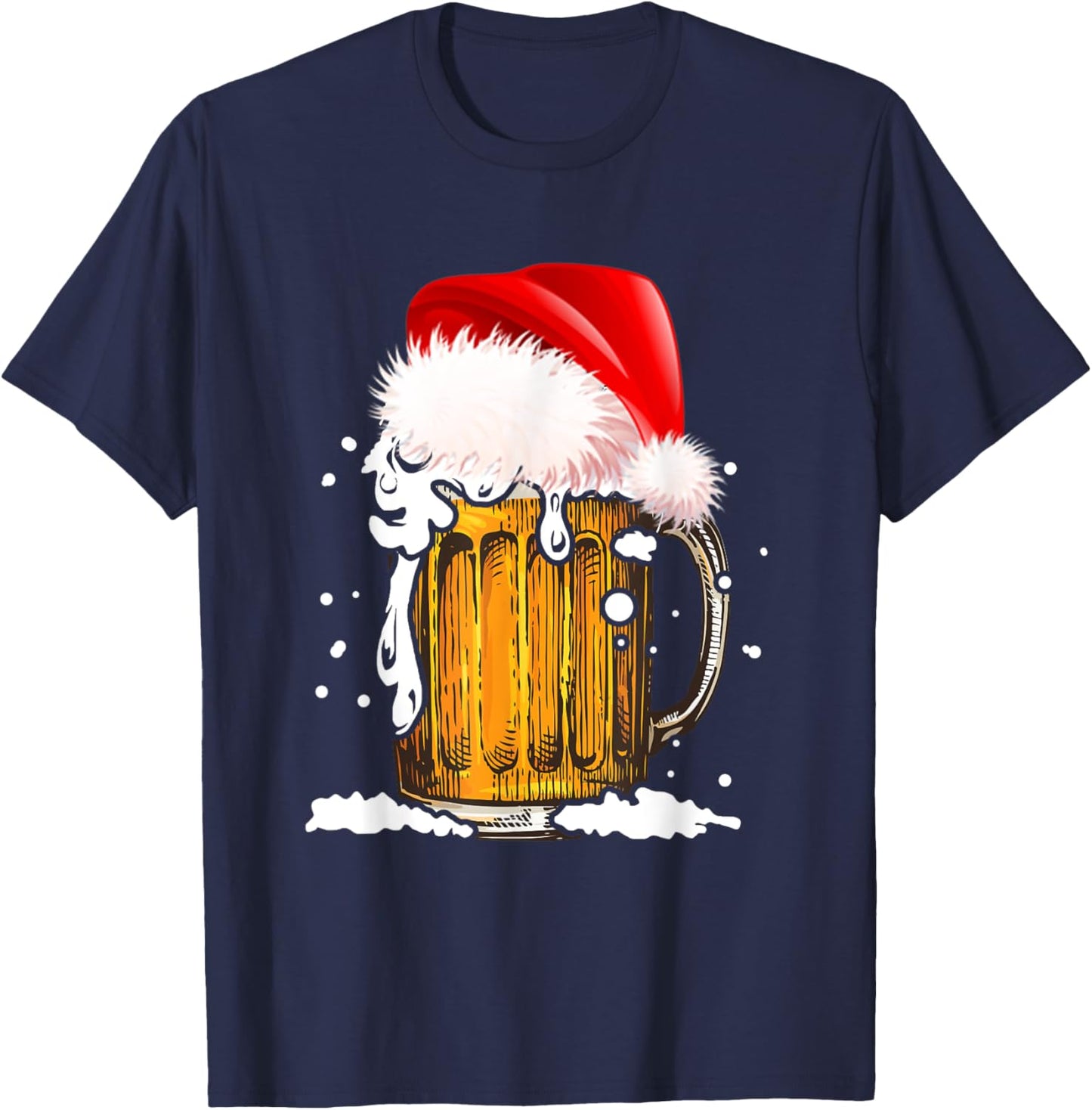 Beer Santa Hat Christmas Drinking Lover Alcohol Pajamas T-Shirt - T-Shirt | Navy