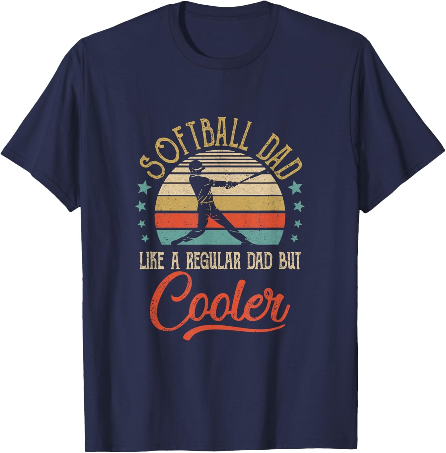Softball Dad Like A Regular Dad Cooler Vintage Fathers Day T-Shirt - T-Shirt | Navy