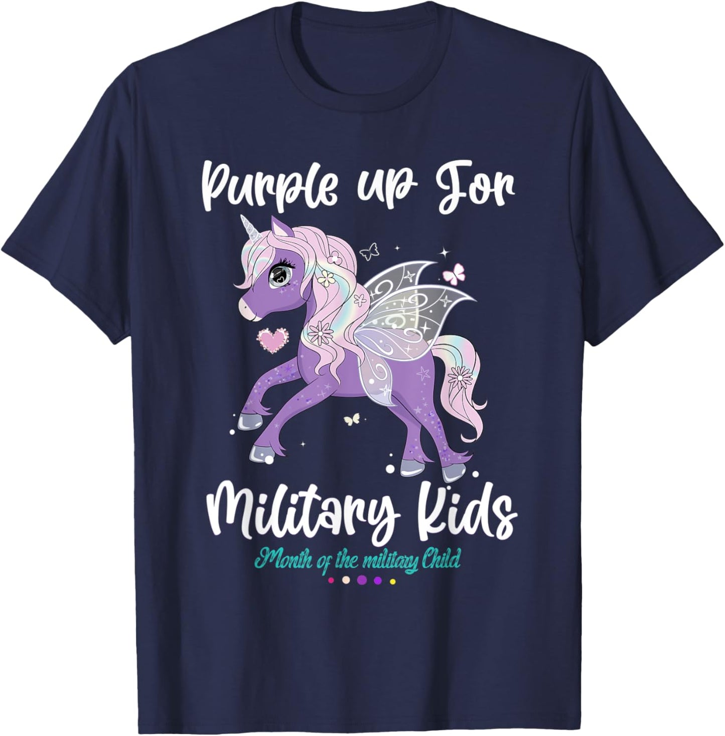 Unicorn Purple up Day For military kids CHILD Purple Up 2022 T-Shirt - T-Shirt | Navy