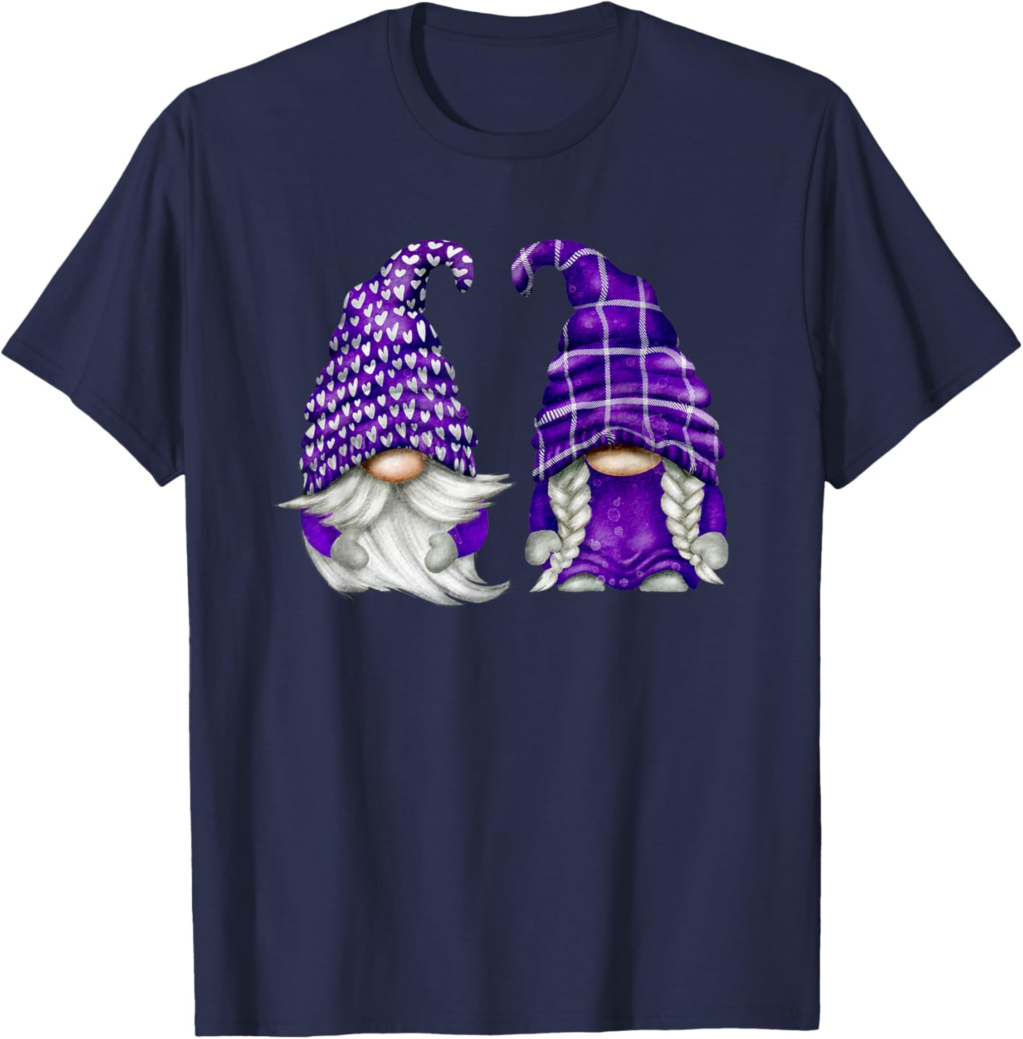 Purple Gnome Spring Aesthetic and Summer Lavender T-Shirt - T-Shirt | Navy