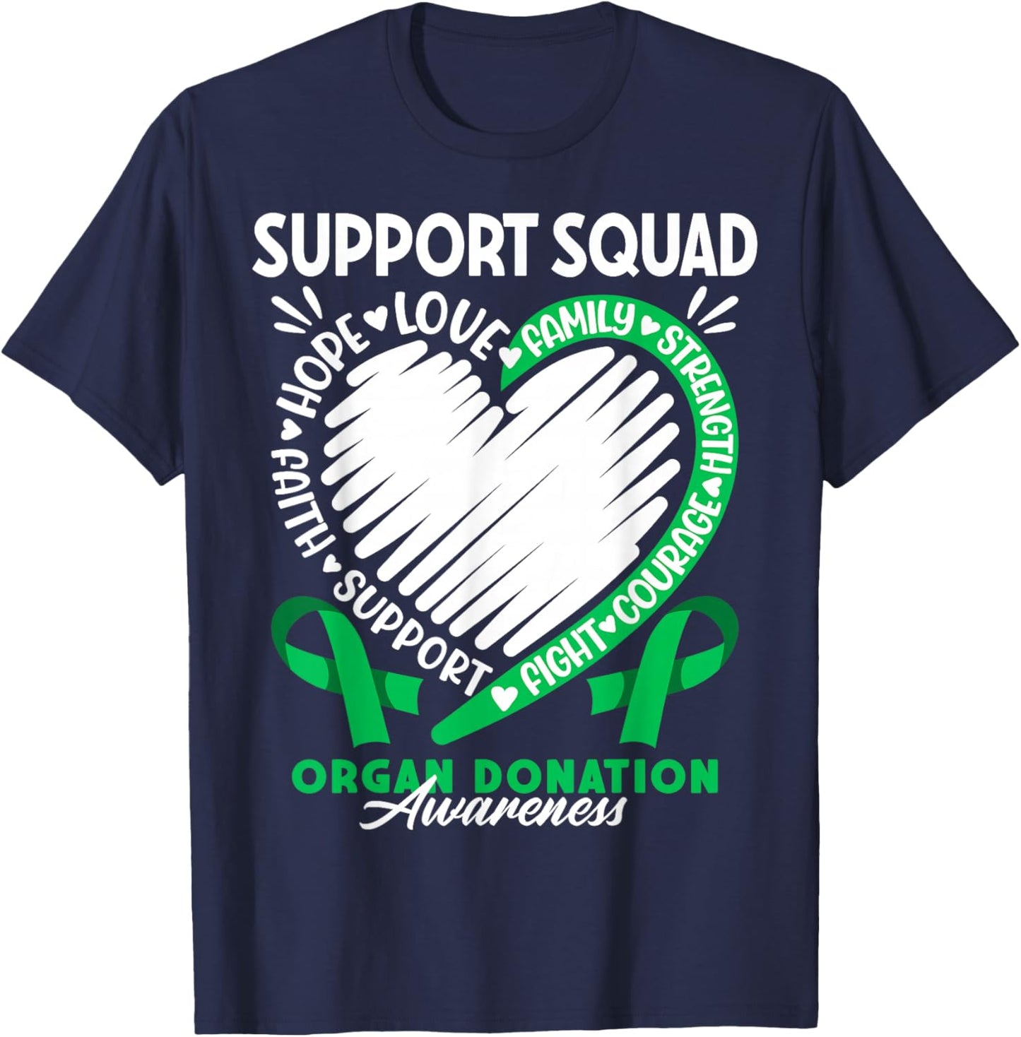 Support Awareness Squad I Transplant Survivor Organ Donation T-Shirt - T-Shirt | Navy