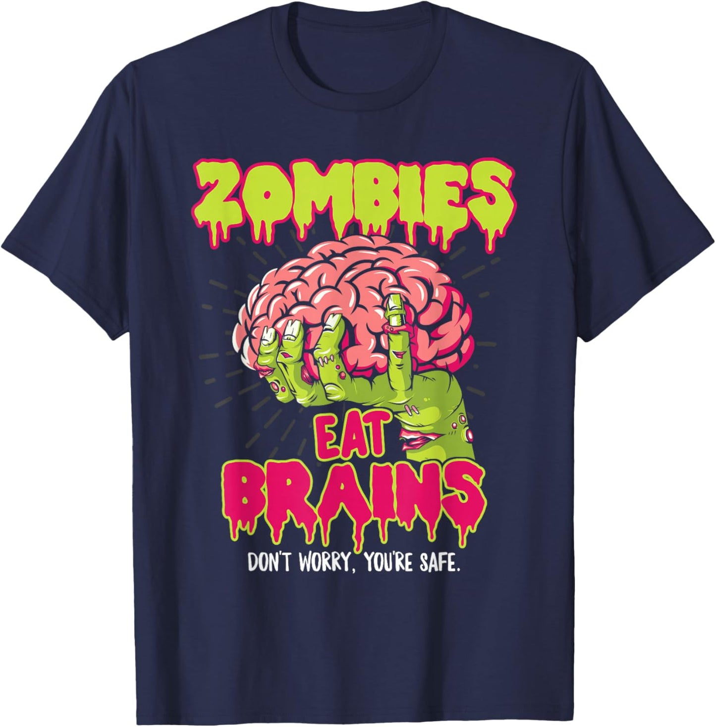 Zombies Eat Brains T-Shirt - T-Shirt | Navy