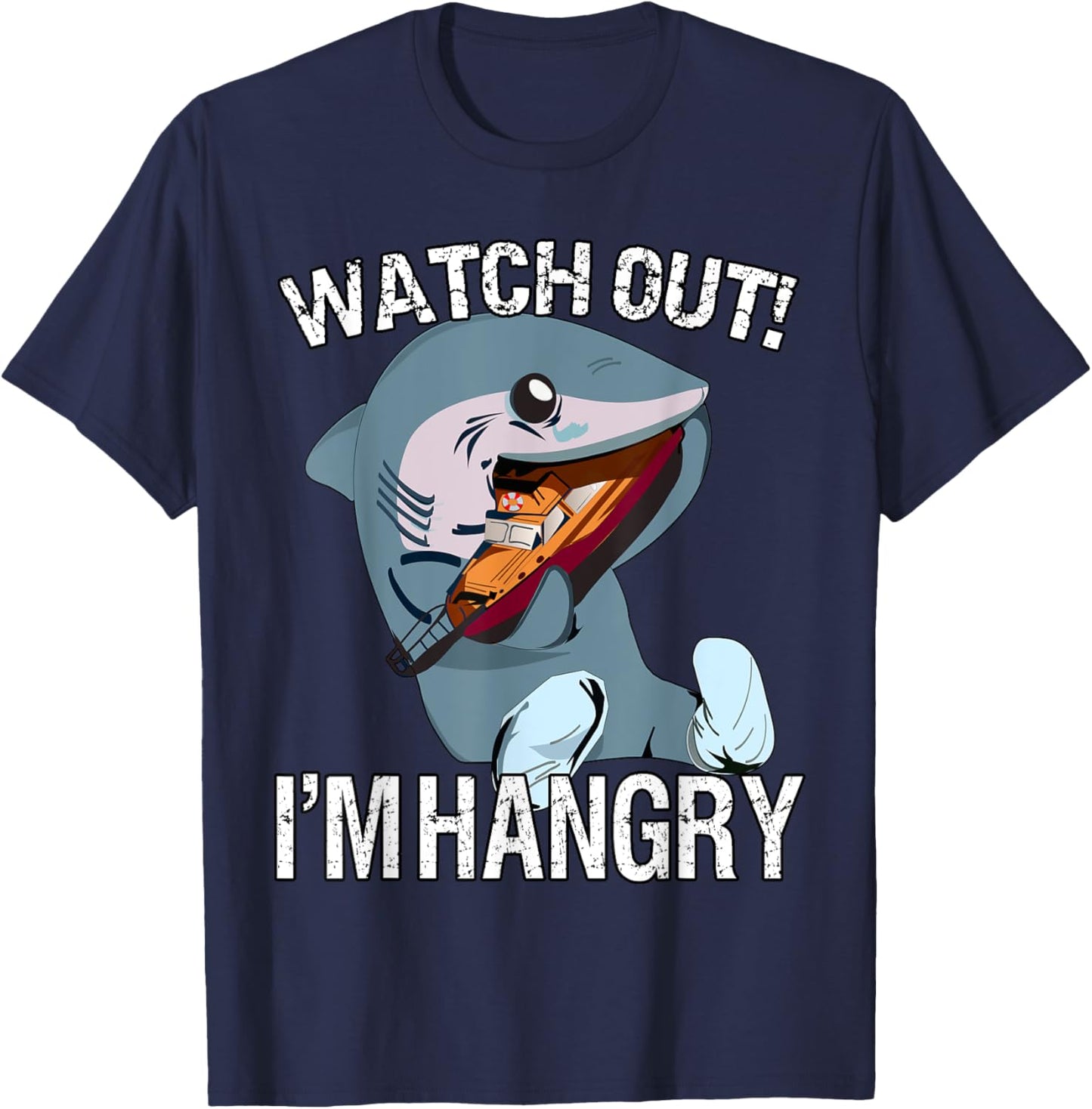 Funny Watch Out! I'm Hangry Cute Hangry Shark T-Shirt - T-Shirt | Navy