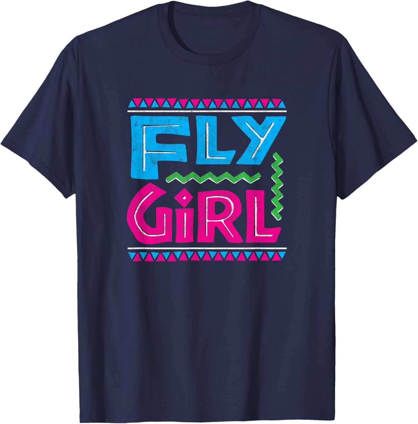 Fly Girl 80s 90s Old School Distressed B-Girl Hip Hop T-Shirt - T-Shirt | Navy