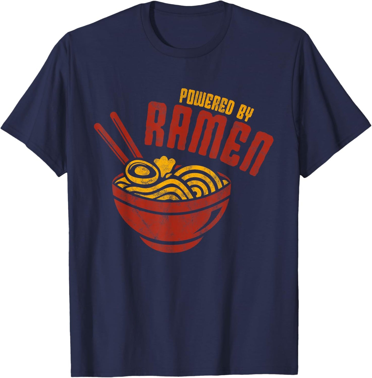 Powered by Ramen Japanese Love Anime Noodles T-Shirt - T-Shirt | Navy