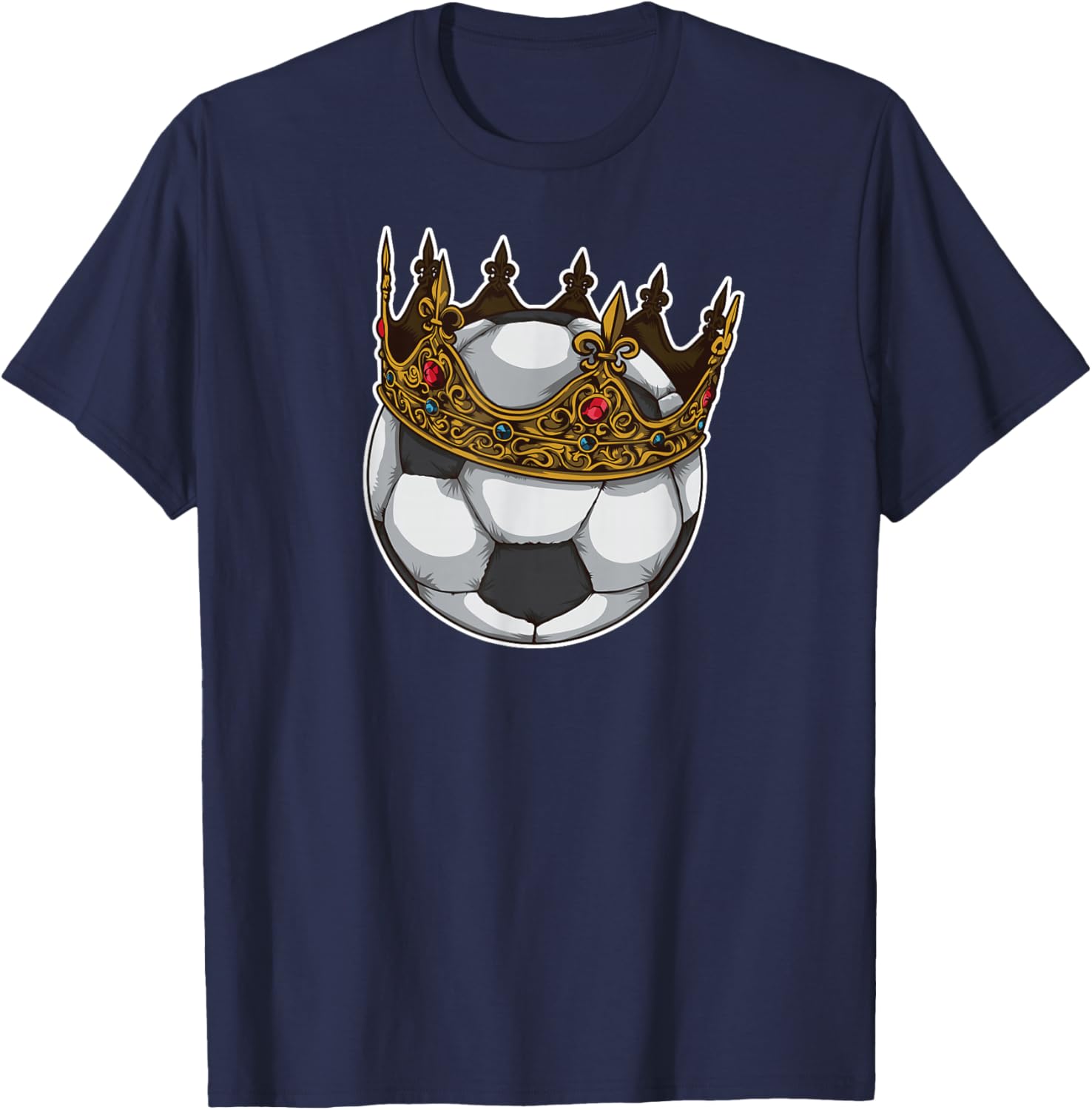 Soccer King Crown Best Player Award Funny T-Shirt - T-Shirt | Navy