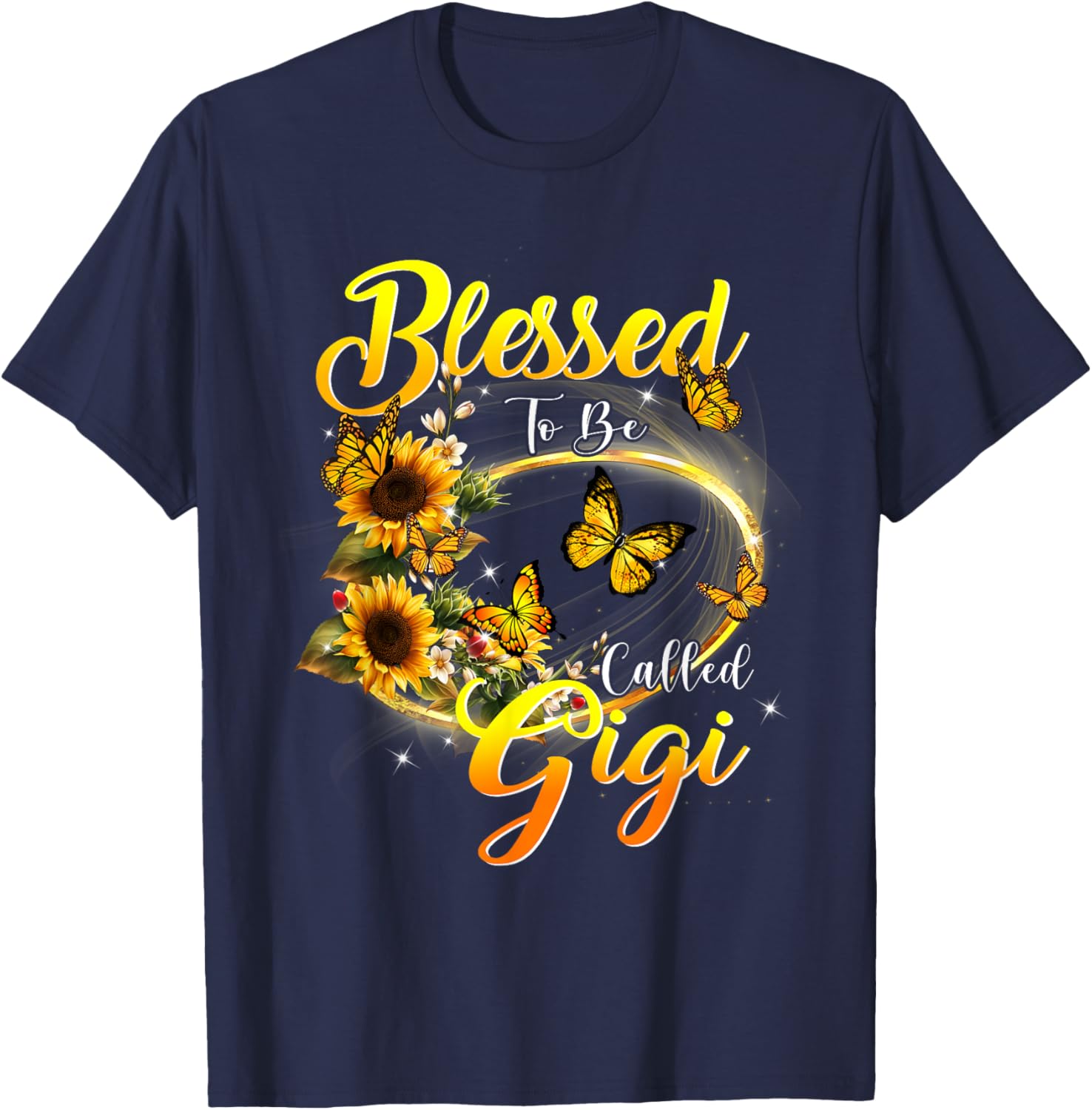 Blessed to be called Gigi Shirt Sunflower Lovers Grandma T-Shirt - T-Shirt | Navy