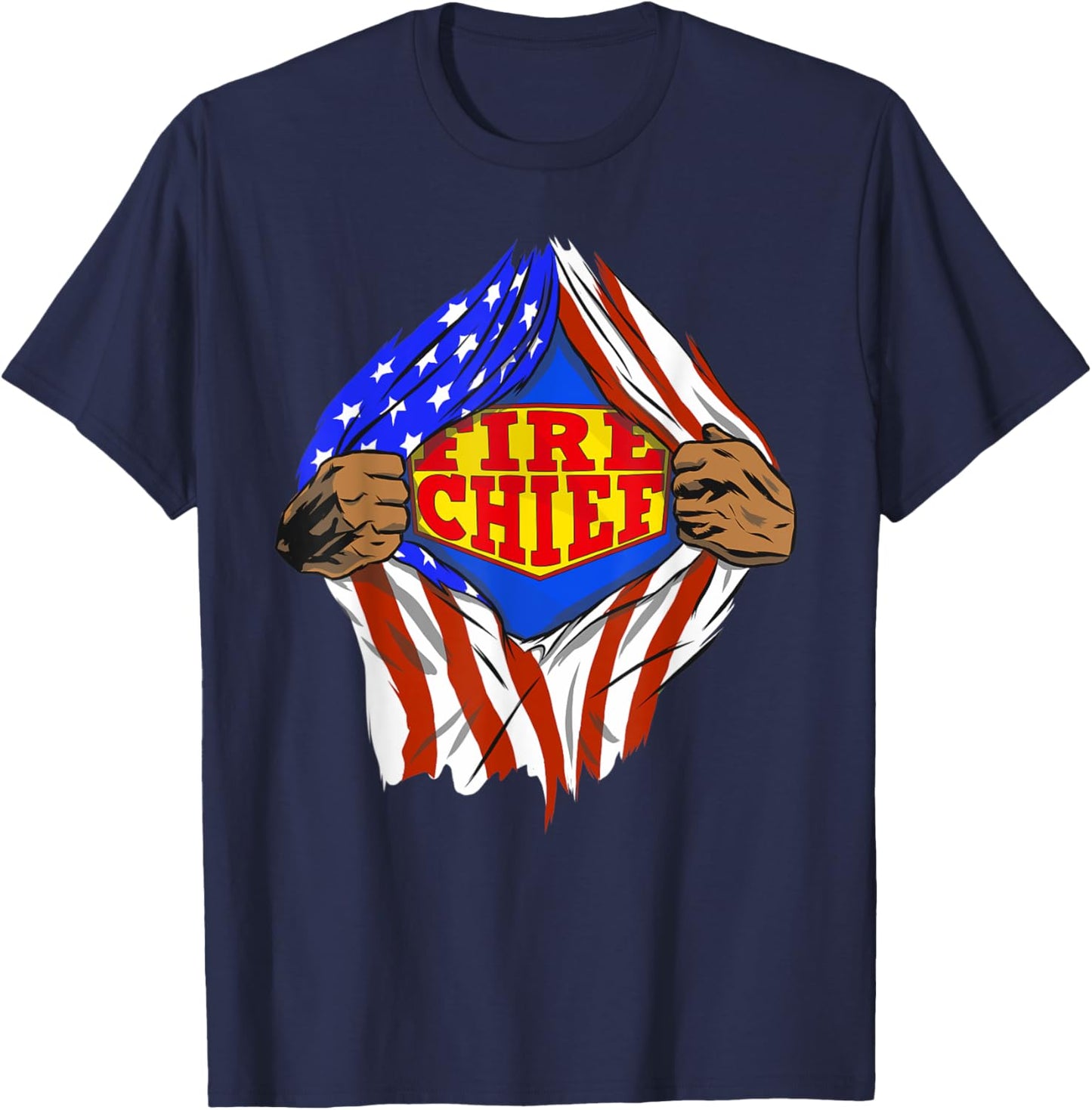 Funny Super Fire Chief Hero Job T-Shirt - T-Shirt | Navy