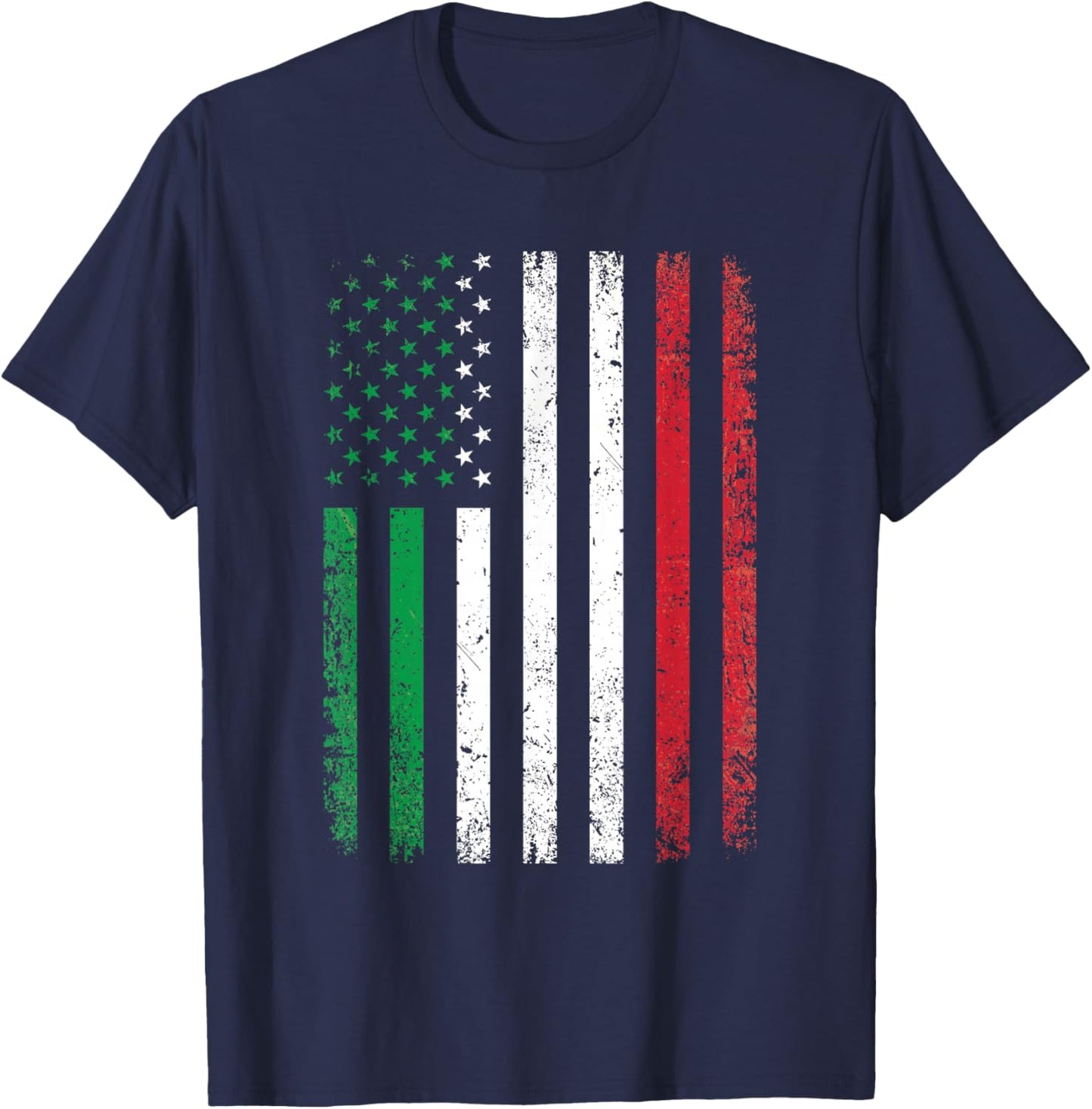 Italy USA Flag 4th of July Patriotic American Italian Flag T-Shirt - T-Shirt | Navy