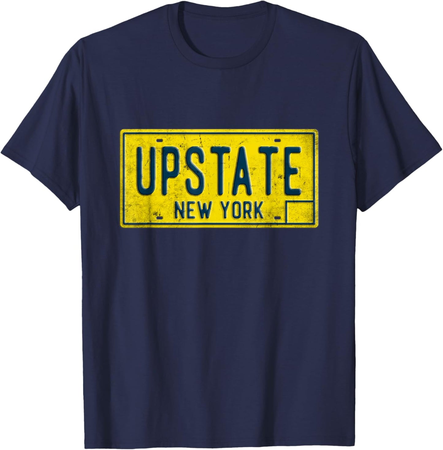 Upstate NY Vintage Retro New York Home Town License Plate T-Shirt - T-Shirt | Navy