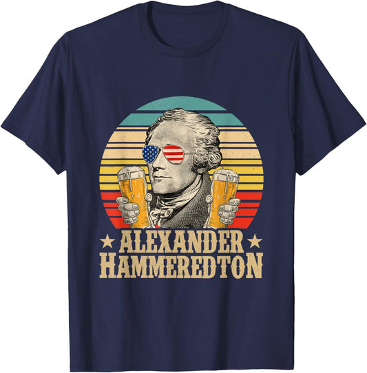 Alexander Hammeredton Alexander Hamilton Beer Drinking Party T-Shirt - T-Shirt | Navy