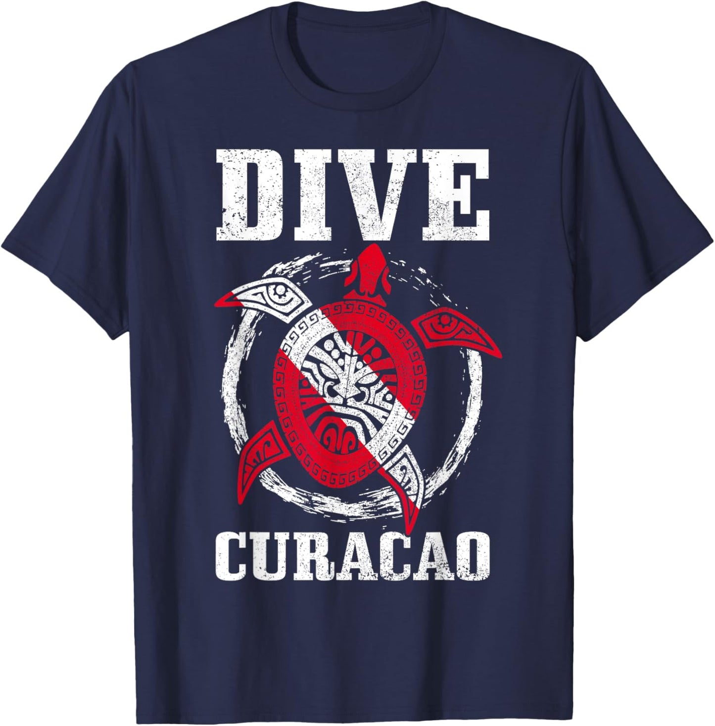 Curacao Sea Turtle Diving Flag T-Shirt - T-Shirt | Navy