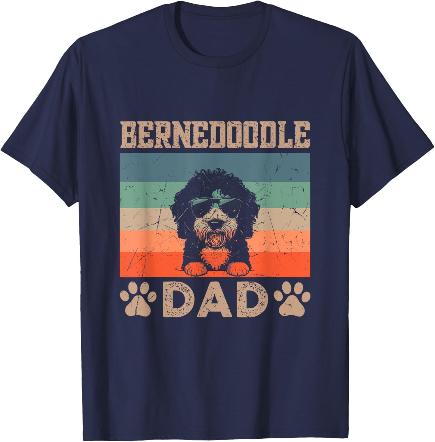 Vintage Bernedoodle Dad Gifts Funny Dog Dad Father's Day Men Women Girls Kids T-Shirt - T-Shirt | Navy