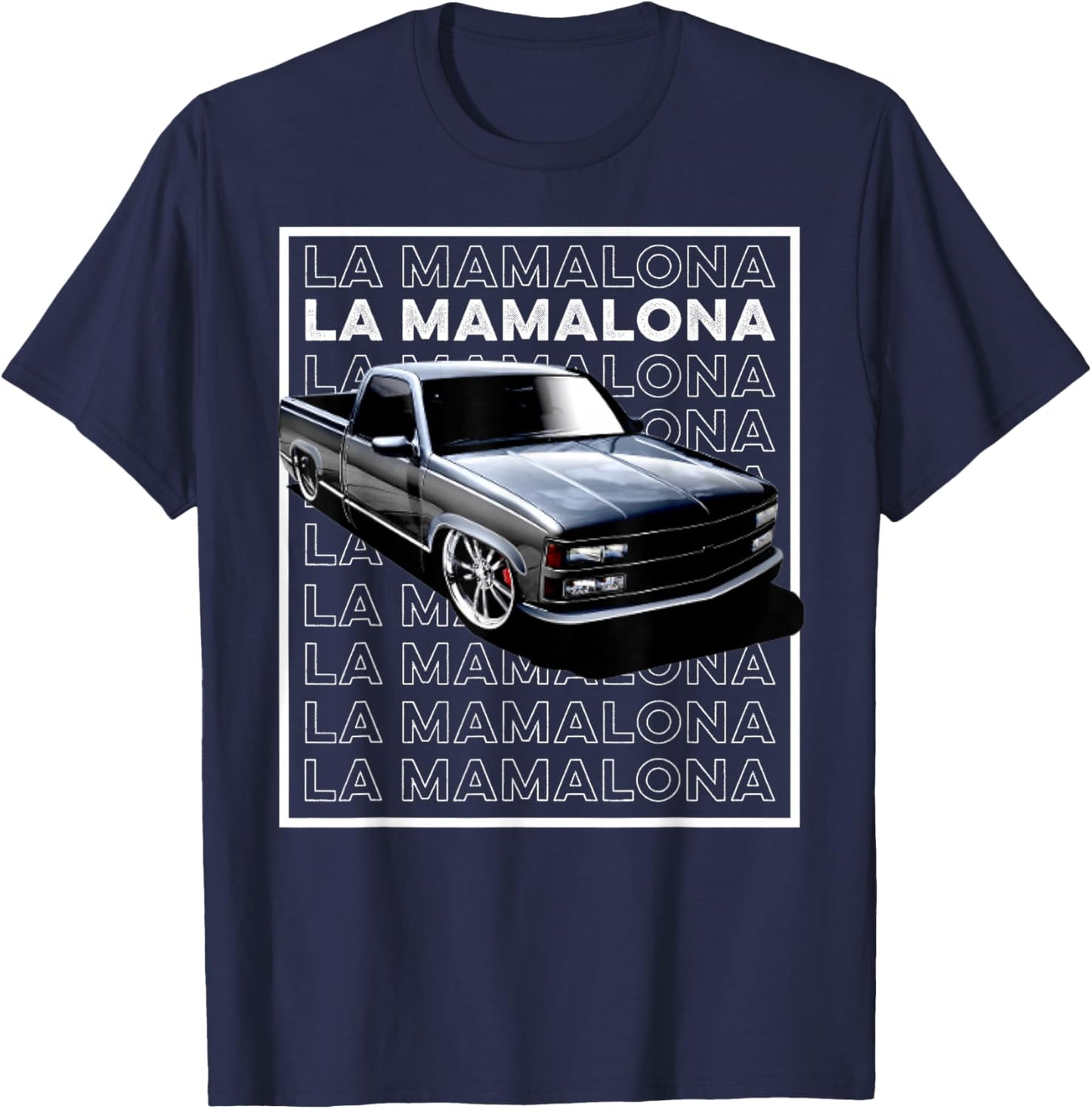 Trokiando 1990s OBS slammed low truck on big wheels art T-Shirt - T-Shirt | Navy