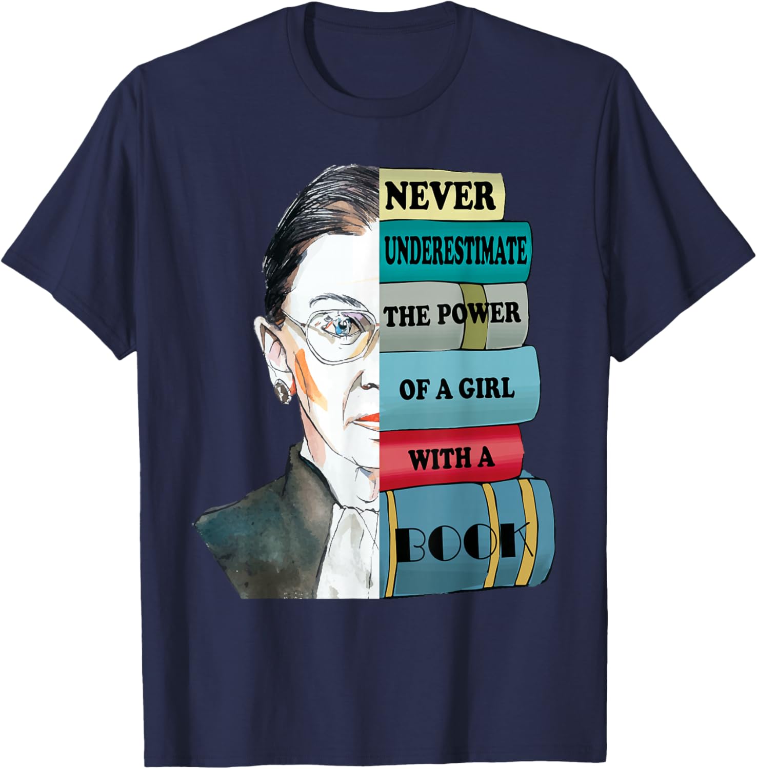 Ruth Bader Ginsburg Costume Top Liberal Feminists Kids Women Small T-Shirt - T-Shirt | Navy