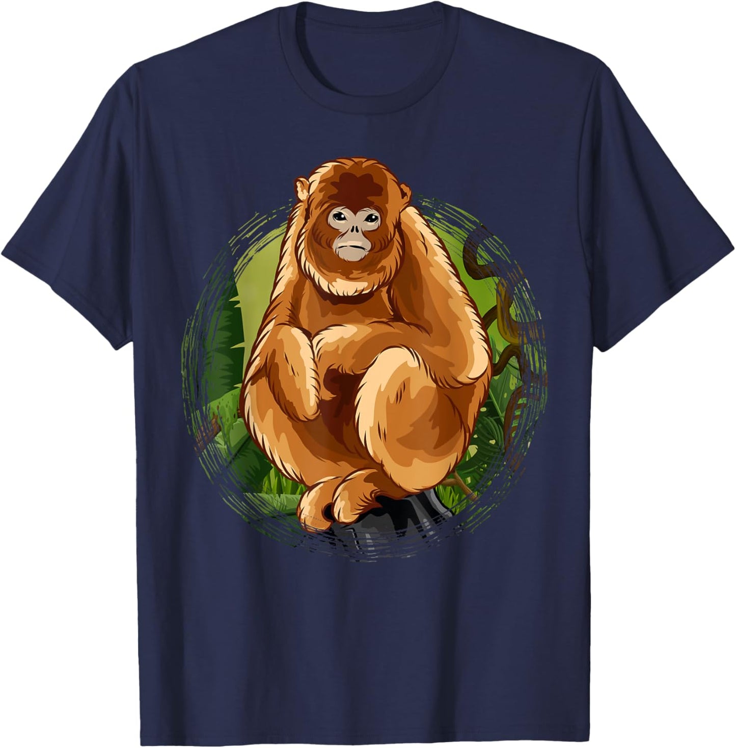 Golden Snub-Nosed Monkey Cute Monkey T-Shirt - T-Shirt | Navy