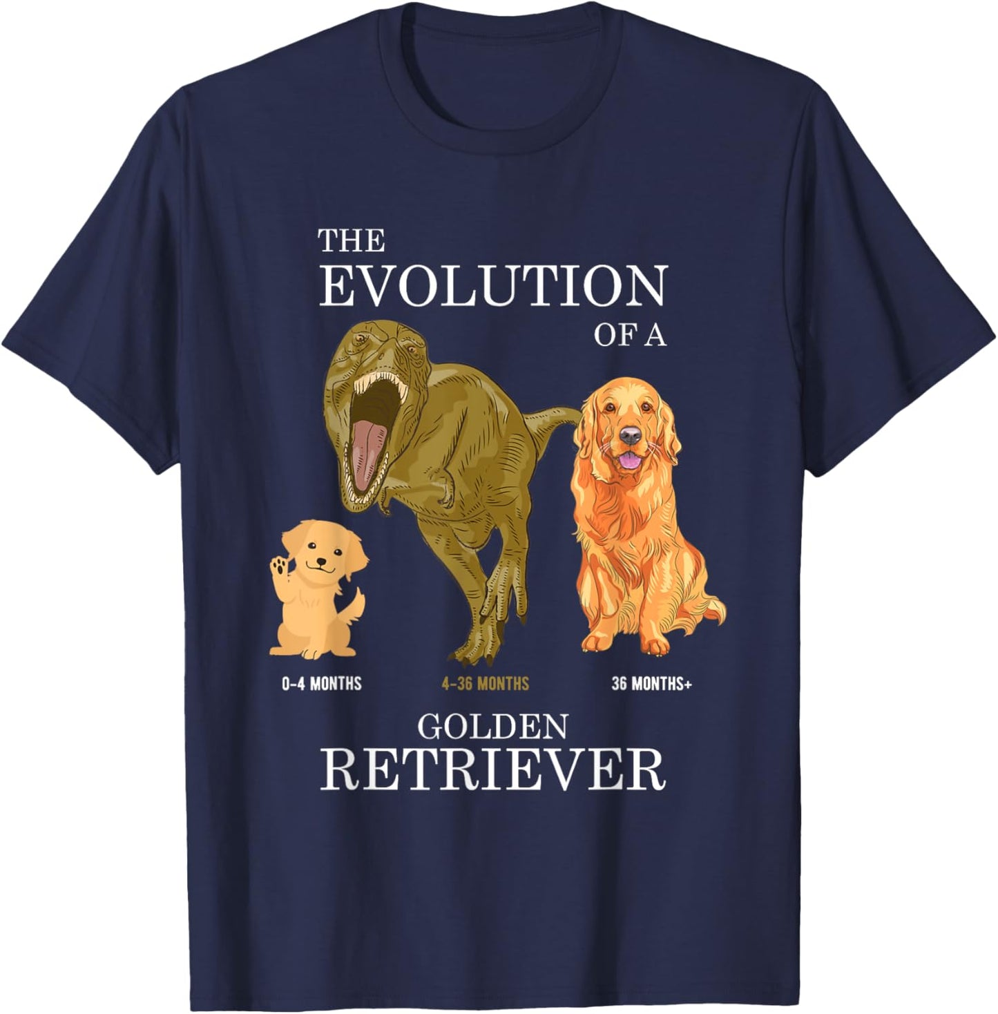 The Evolution of a Golden Retriever or Evolution of dogs T-Shirt - T-Shirt | Navy