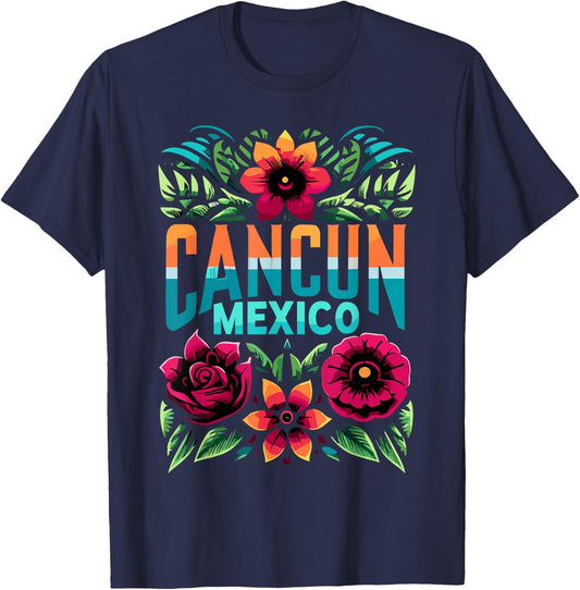Cancun Mexico Flowers Mexico Cancun Cancun T-Shirt - T-Shirt | Navy