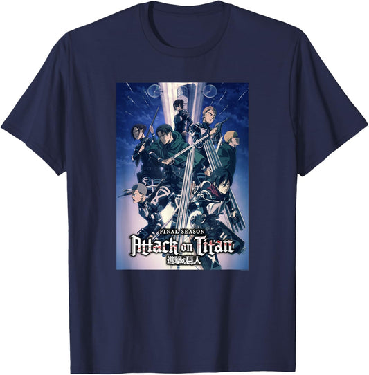 Attack on Titan Season 4 Colorful Key Art with Logo Anime T-Shirt - T-Shirt | Navy