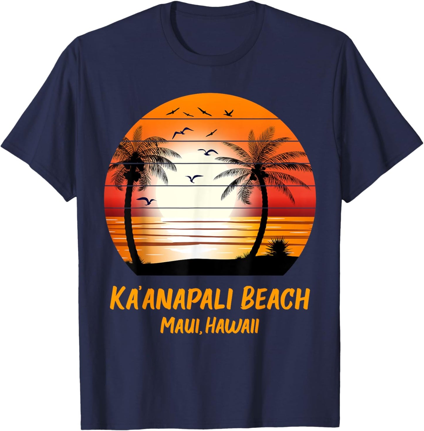 Ka’anapali Beach Maui Hawaii Vintage Sunset Kaanapali Retro Men Women Kids T-Shirt - T-Shirt | Navy