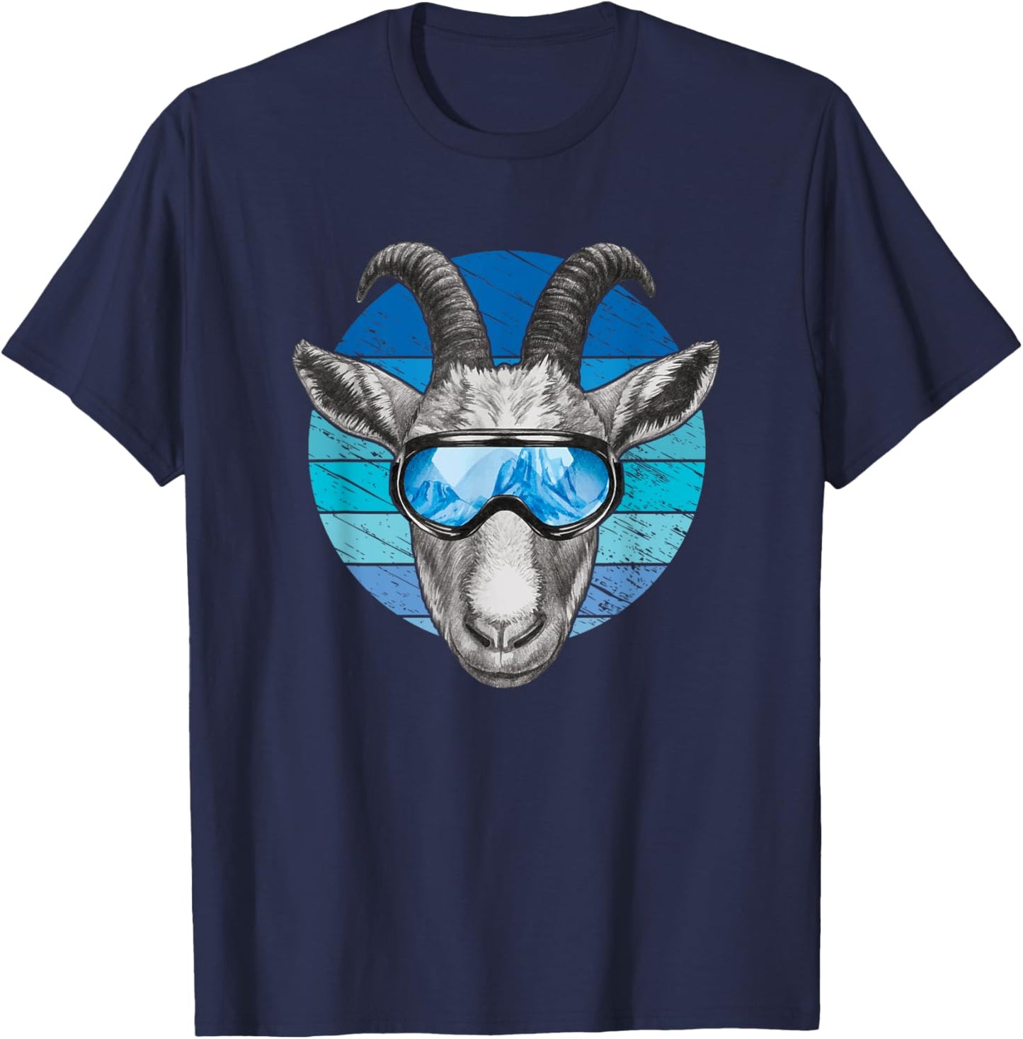 Funny goat with ski goggles T-Shirt - T-Shirt | Navy
