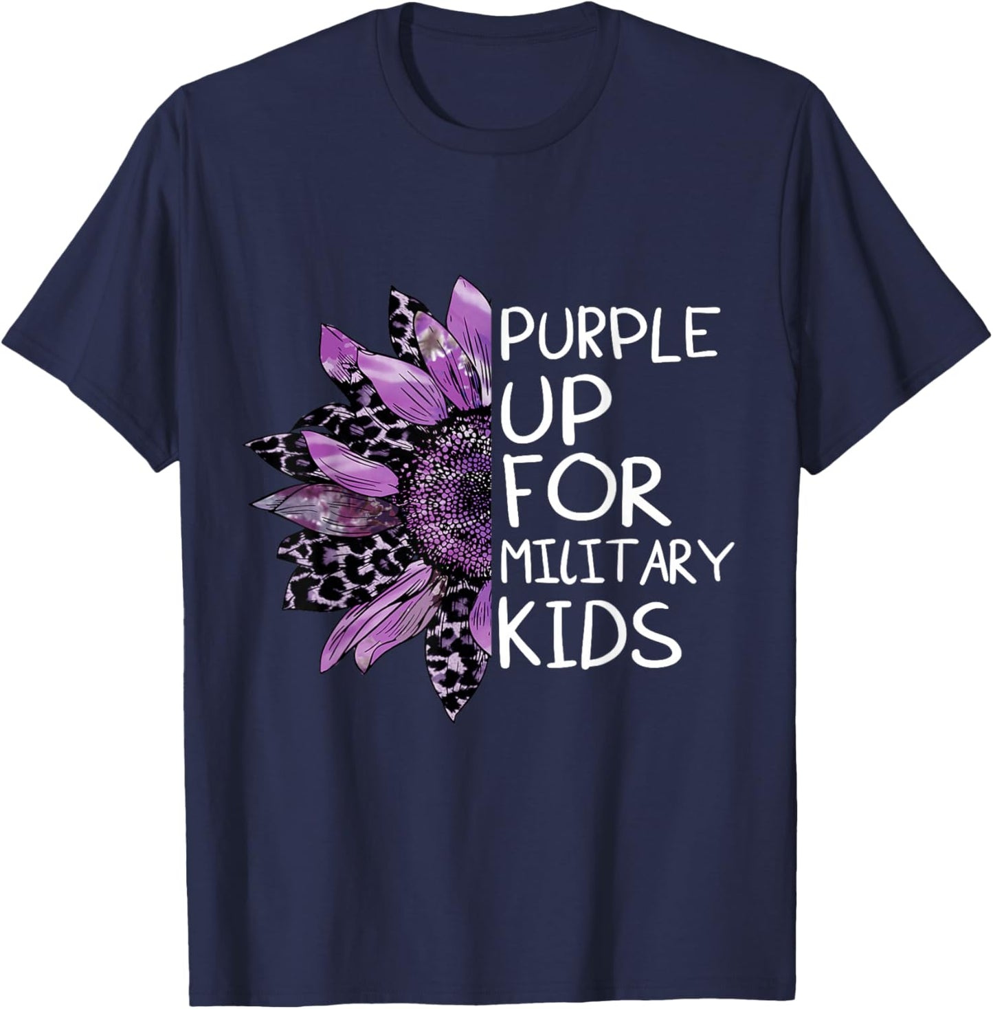 Purple up for military kids Sunflower Military Brats Month T-Shirt - T-Shirt | Navy