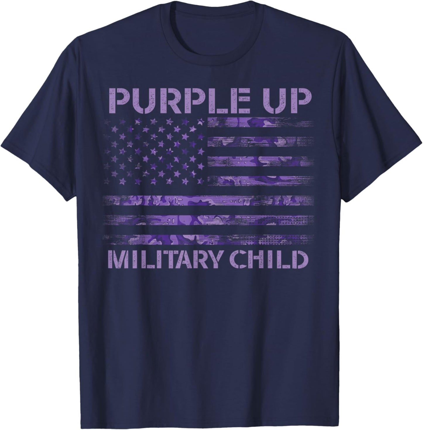 Purple Up Military Strong Child Kids Support Appreciation T-Shirt - T-Shirt | Navy